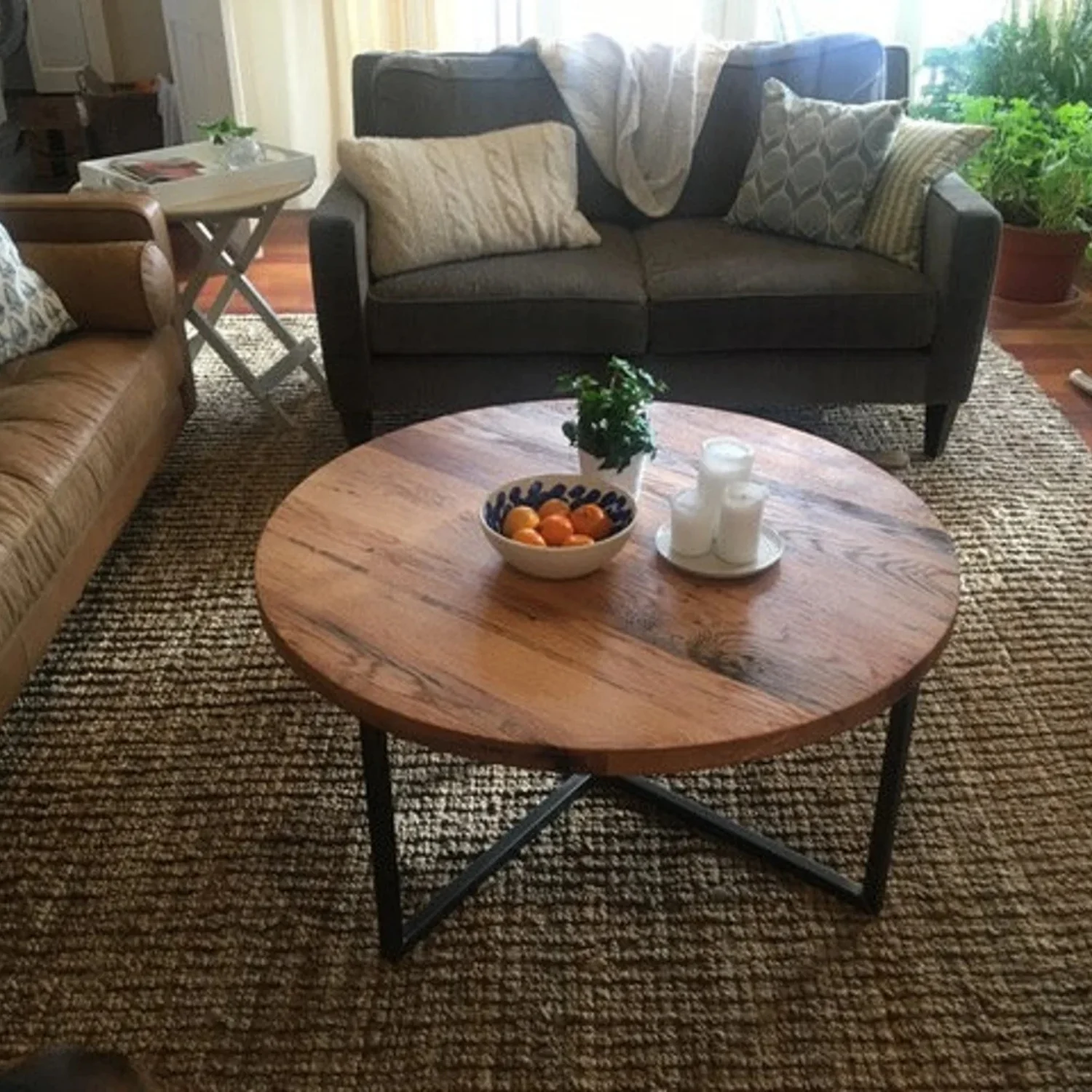 Sheesham Wood Top Round Coffee Table - Image 5