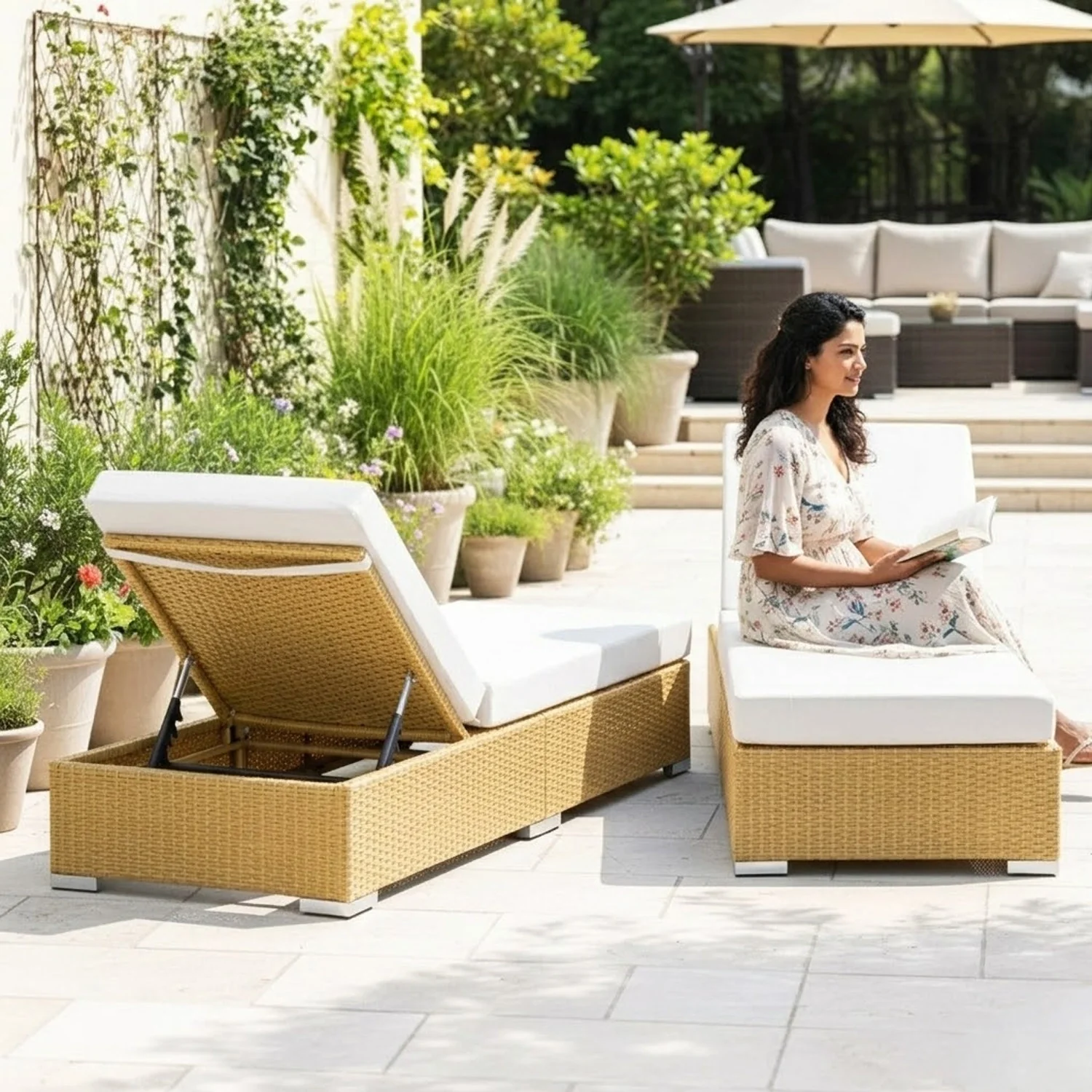 Outdoor 2-Piece Chaise Lounge Chair with Adjustable Settings and Cushions - Image 7