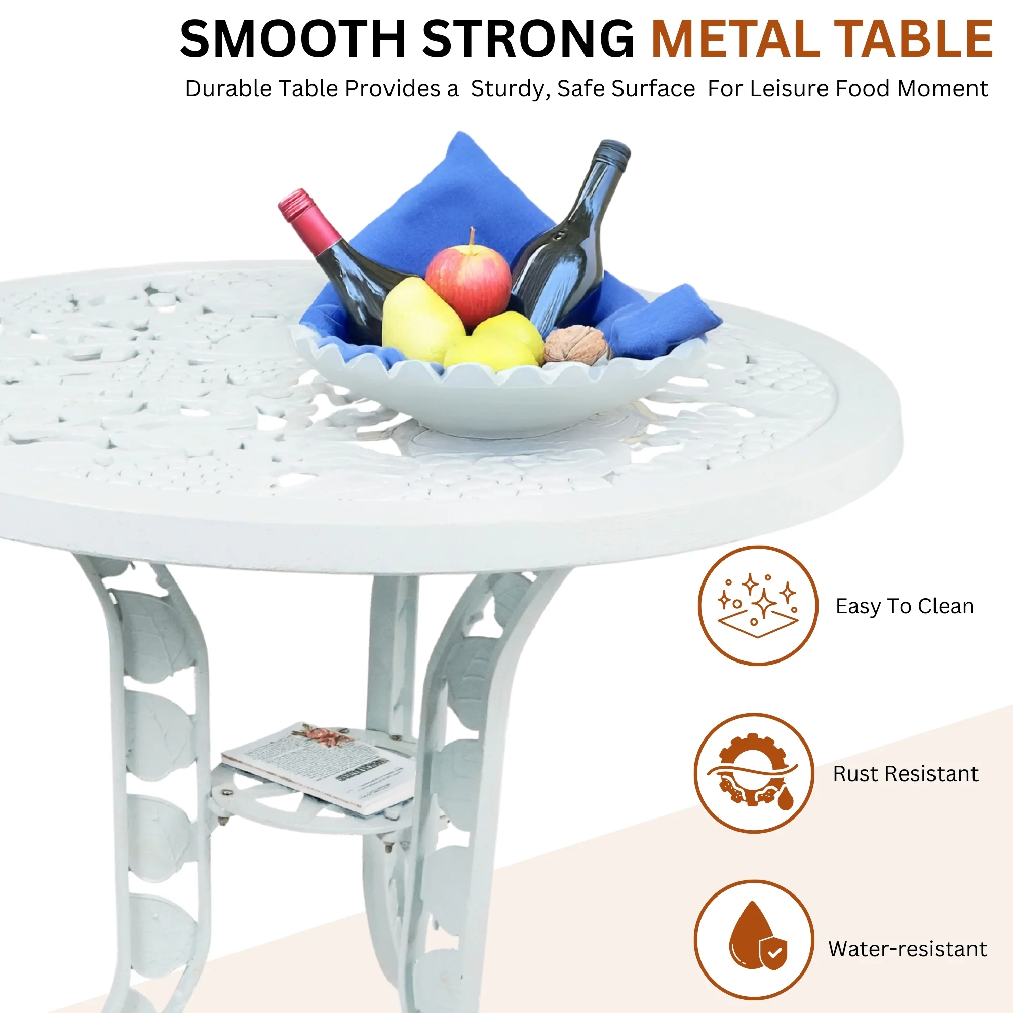 Outdoor 3-Piece Cast Aluminum Patio Bistro Set - Image 10