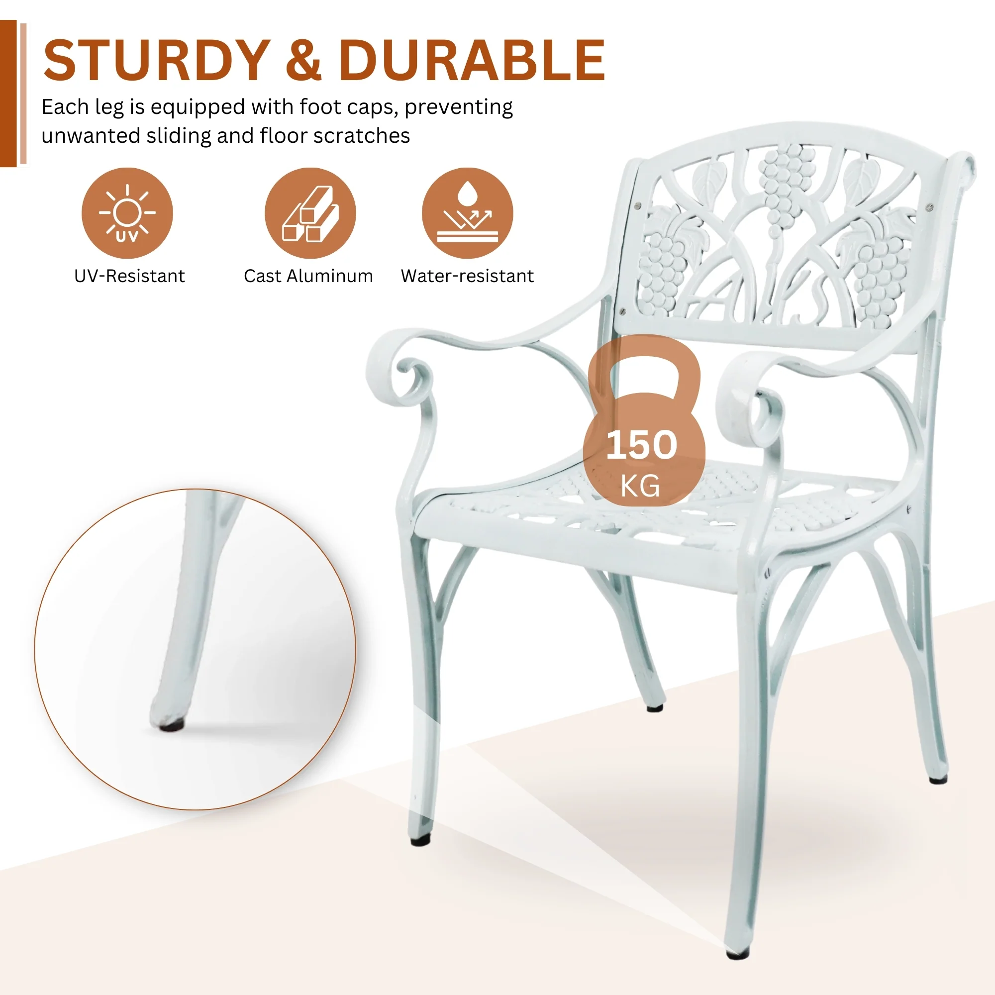 Outdoor 3-Piece Cast Aluminum Patio Bistro Set - Image 6