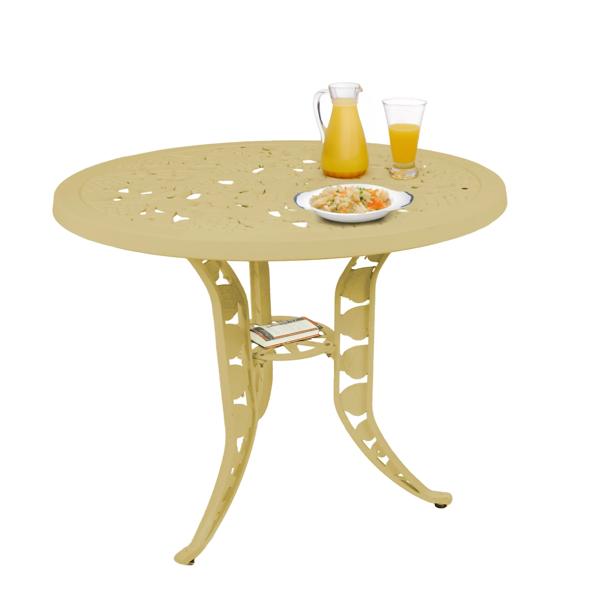 Outdoor 3-Piece Cast Aluminum Patio Bistro Set (Beige) - Image 12