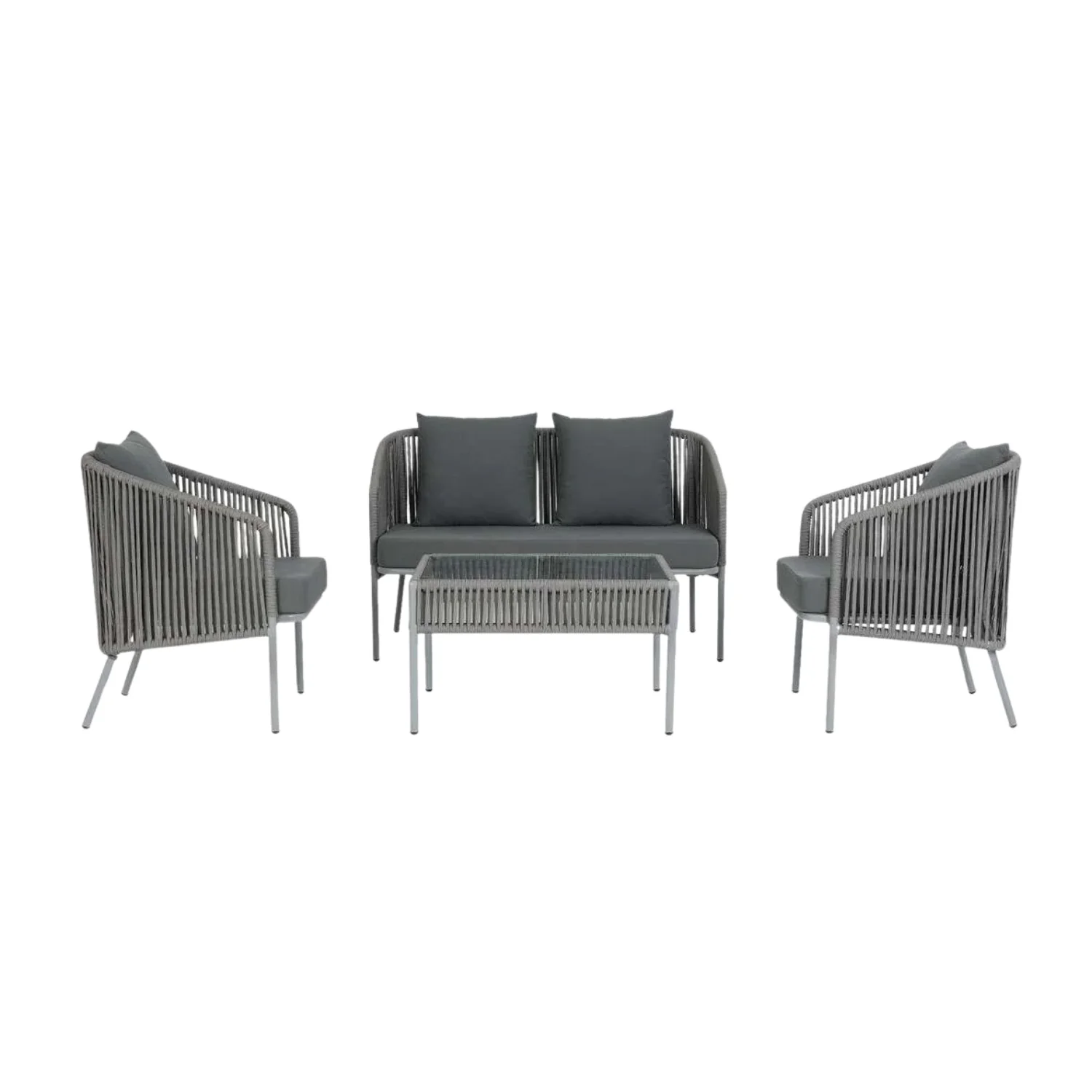Outdoor 4 Piece Modern Woven Rope Sofa Set - Image 5
