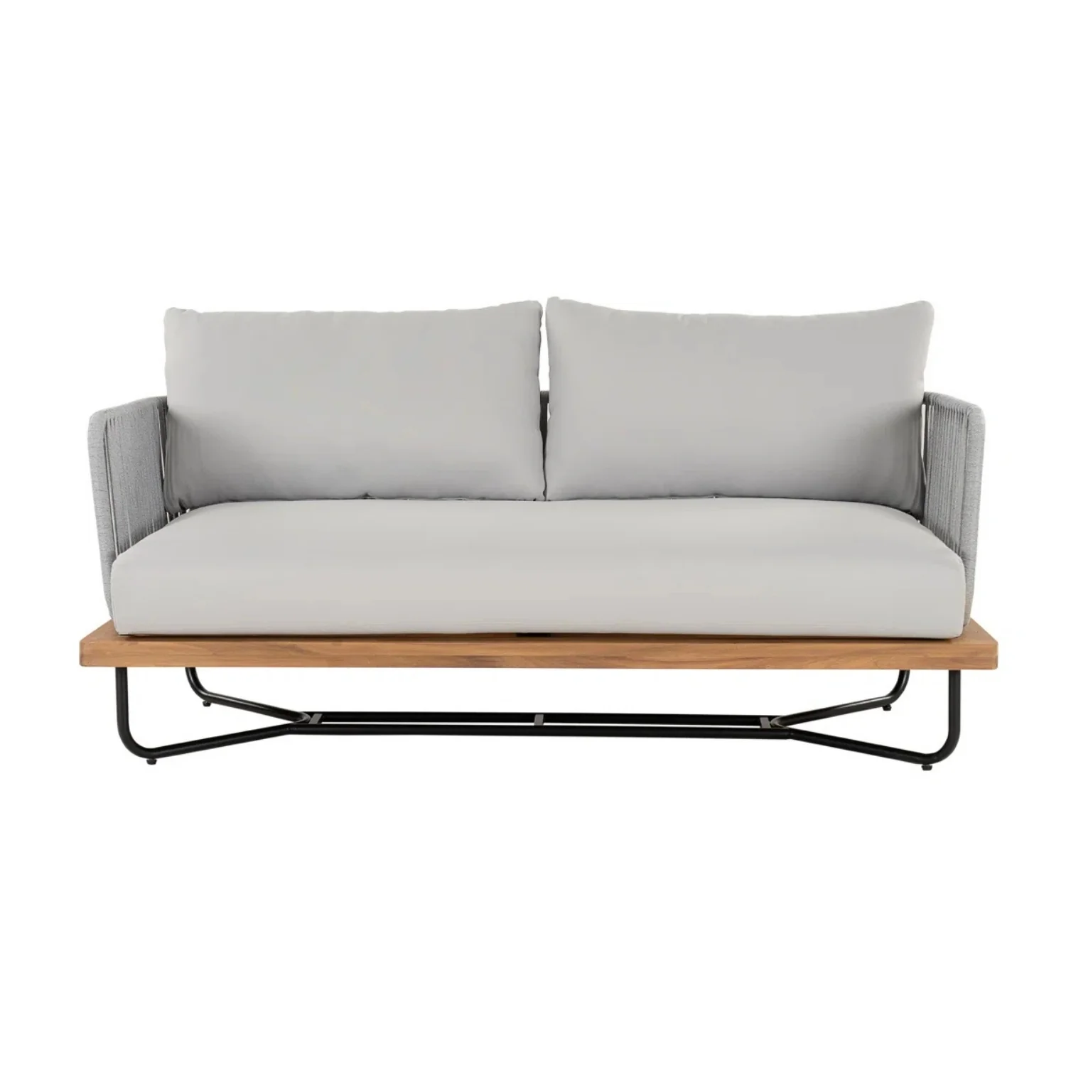 Outdoor 4-Piece Rope Woven Conversation Sofa Set with Wooden Top Table - Image 15