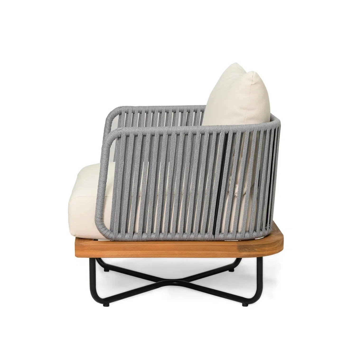 Outdoor 4-Piece Rope Woven Conversation Sofa Set with Wooden Top Table - Image 15