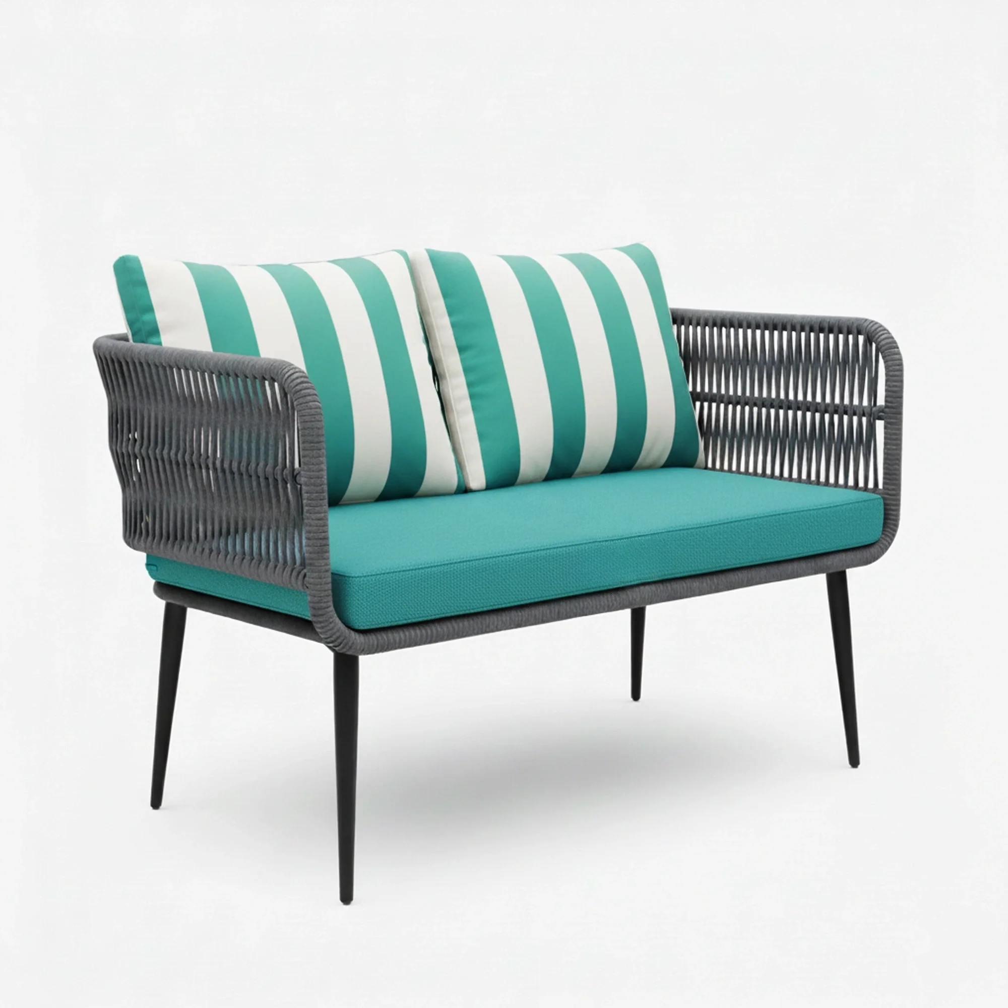 Outdoor 4-Seater Rope Conversation Set (Grey & Blue Hosta) - Image 10