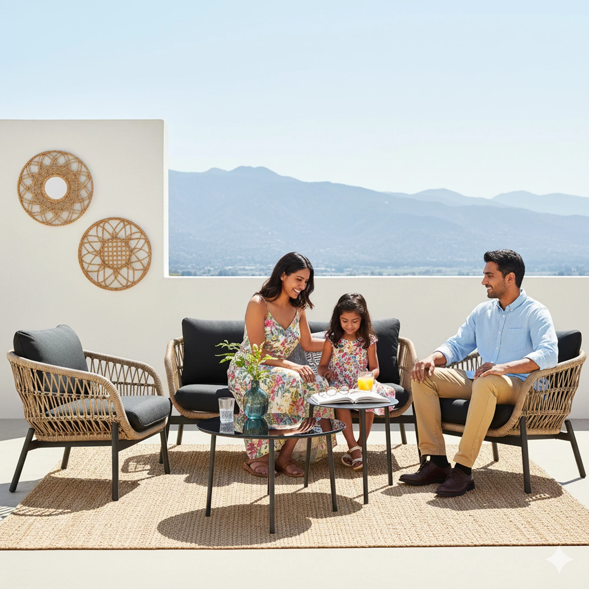 Outdoor 4 Seater Rope Conversation Sofa Set - Image 10
