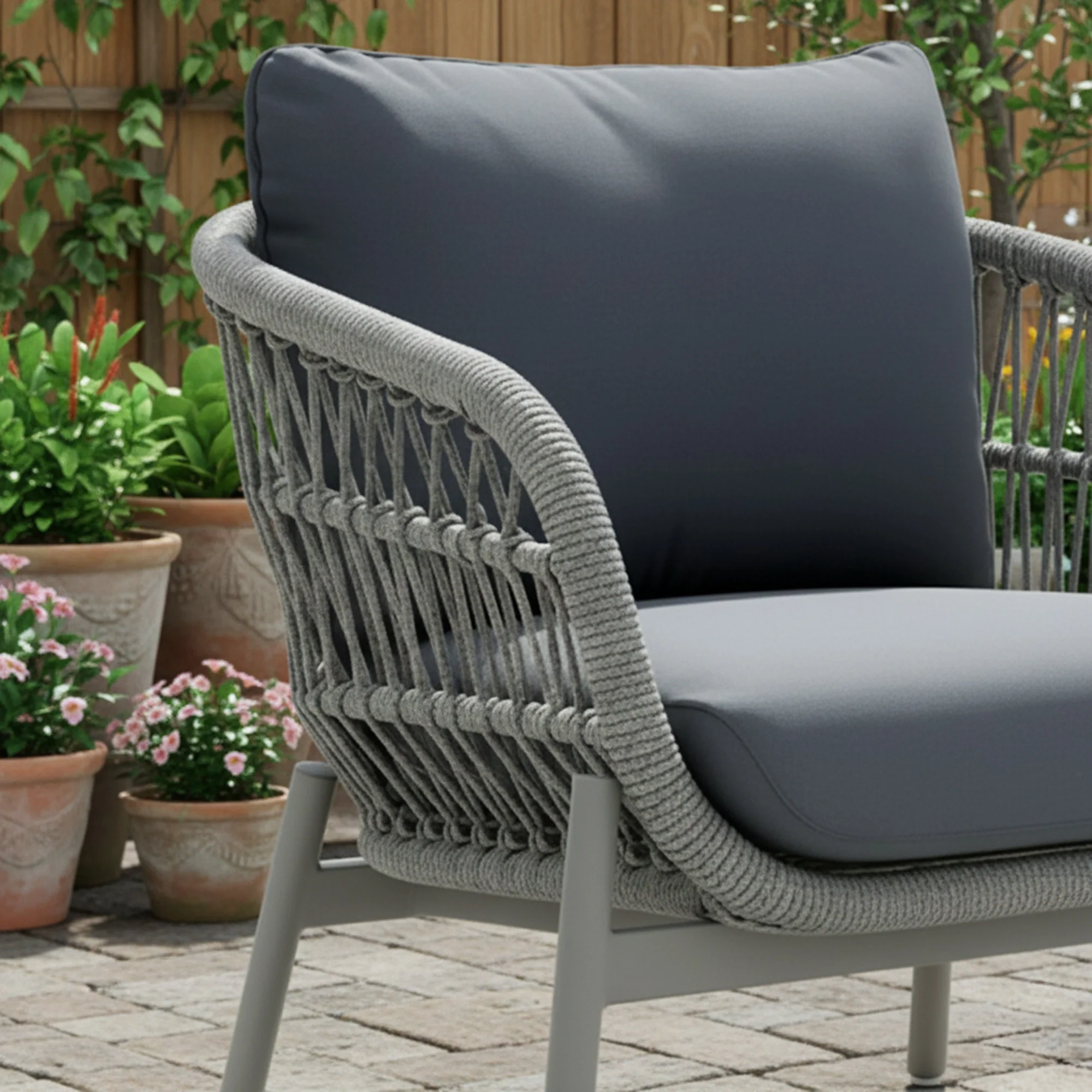 Outdoor 4 Seater Rope Conversation Sofa Set - Image 8