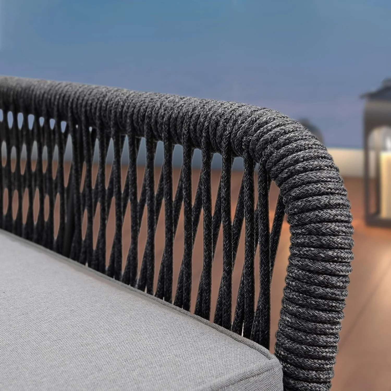 Outdoor 4 Seater Rope Conversation Sofa Set - Image 3