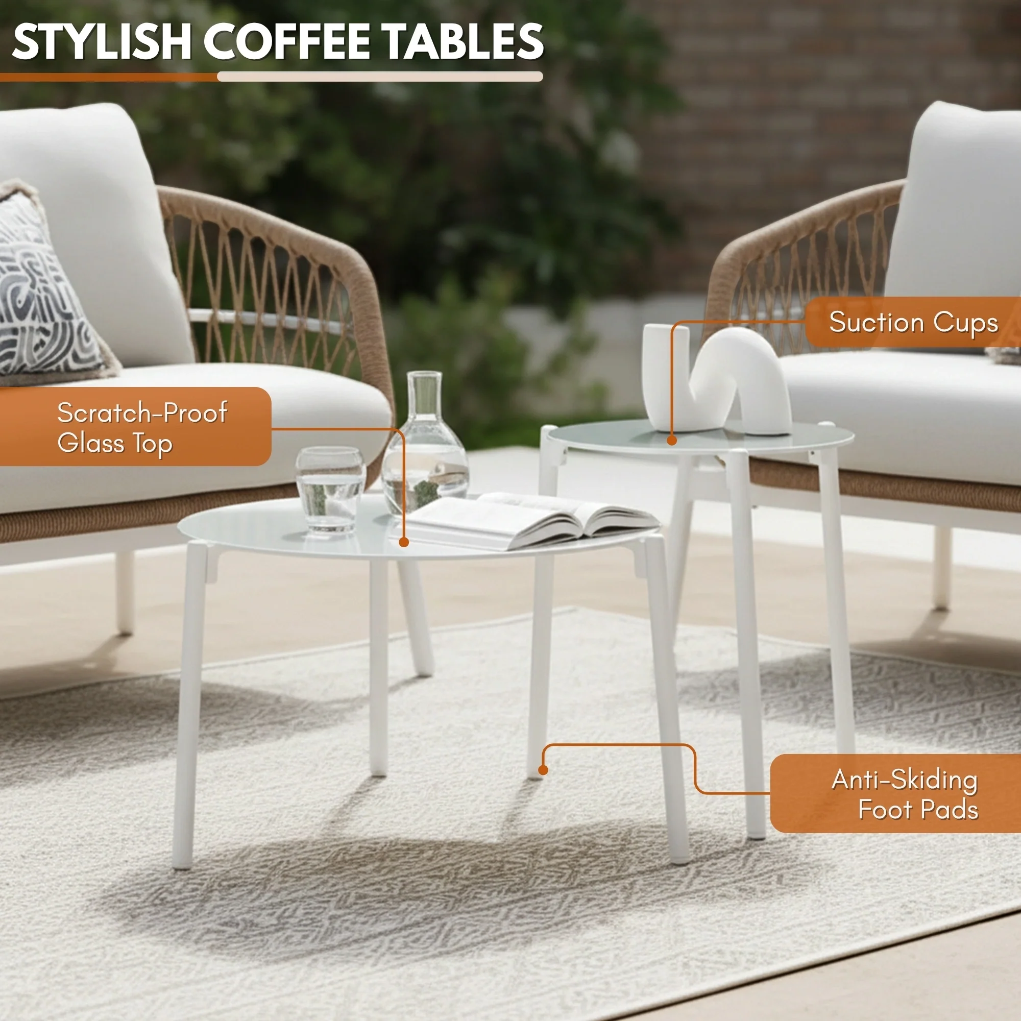 Outdoor 4 Seater Rope Conversation Sofa Set - Image 6