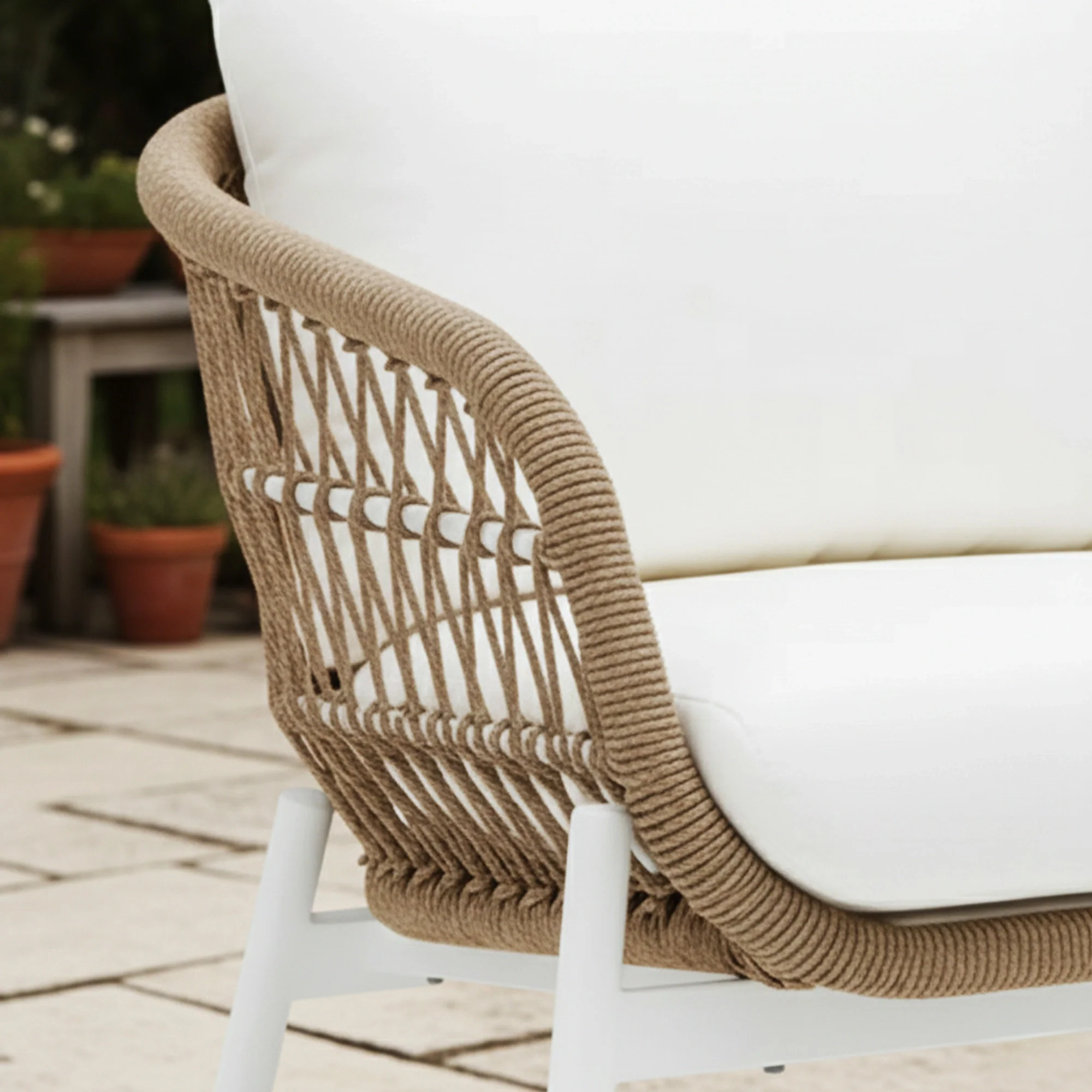 Outdoor 4 Seater Rope Conversation Sofa Set - Image 7