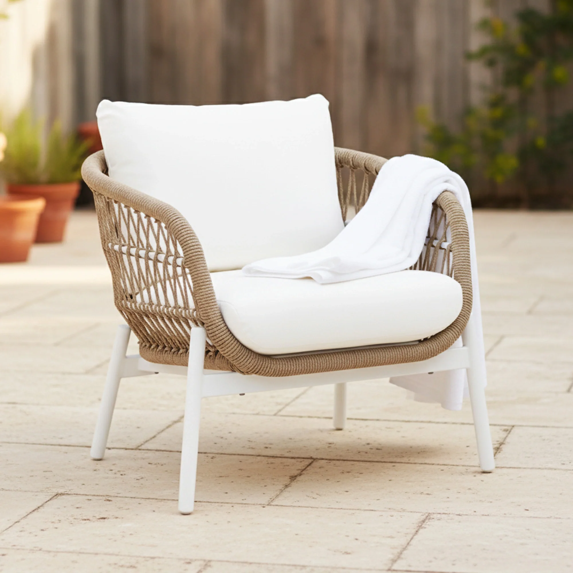 Outdoor 4 Seater Rope Conversation Sofa Set - Image 8