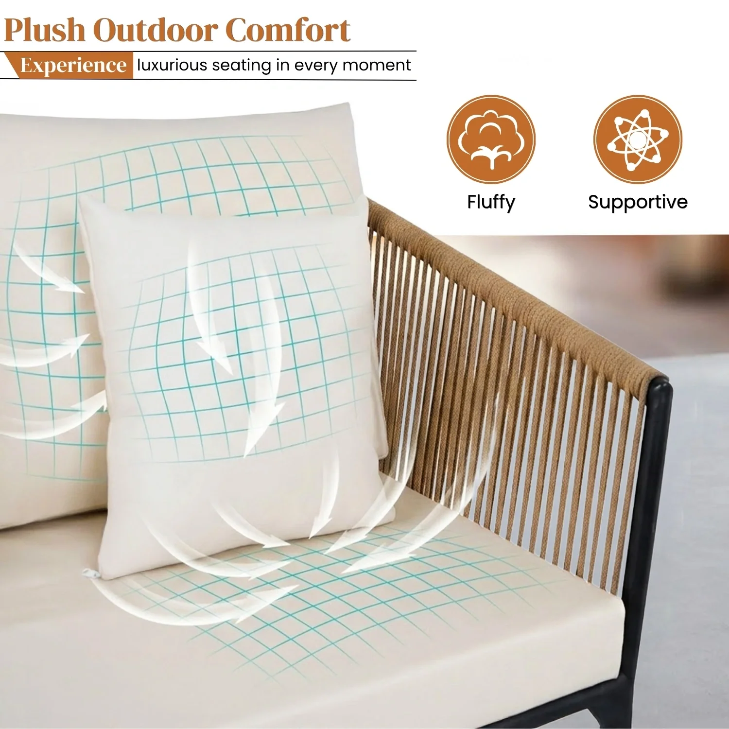 Outdoor 4 Seater Rope Sofa Set - Image 4