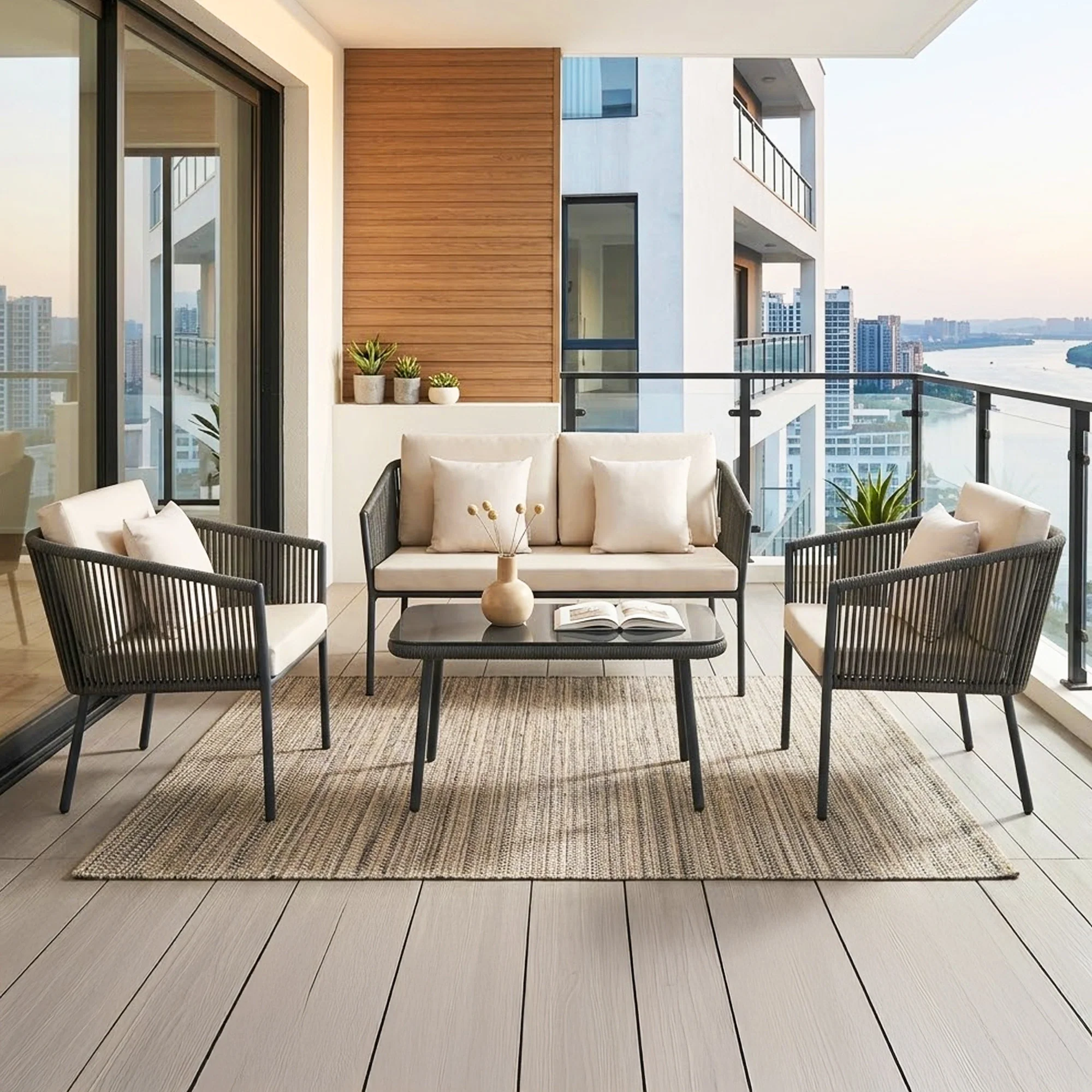 Outdoor 4 Seater Rope Sofa Set - Image 11