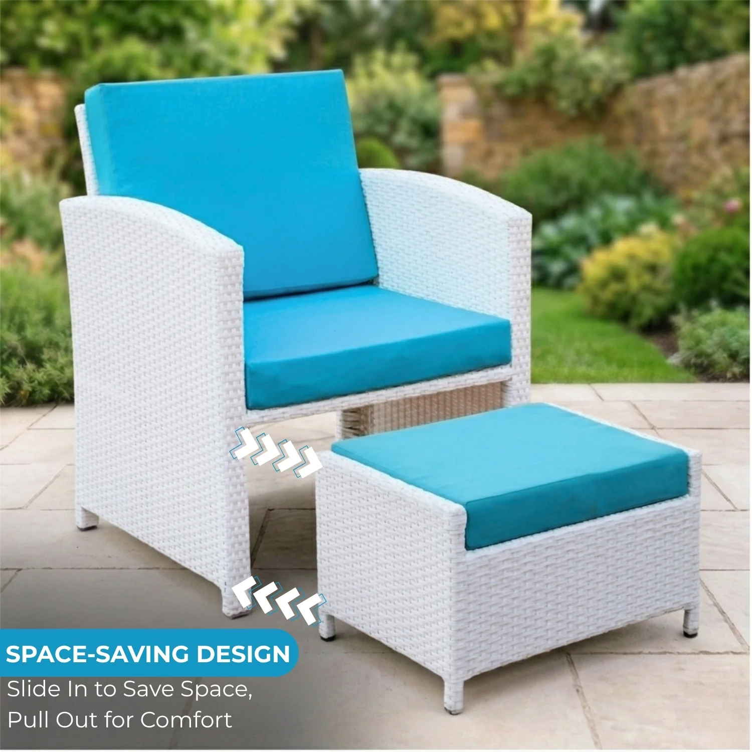 Outdoor 5 Piece Patio Wicker All Weather Sectional Furniture Set - Image 4