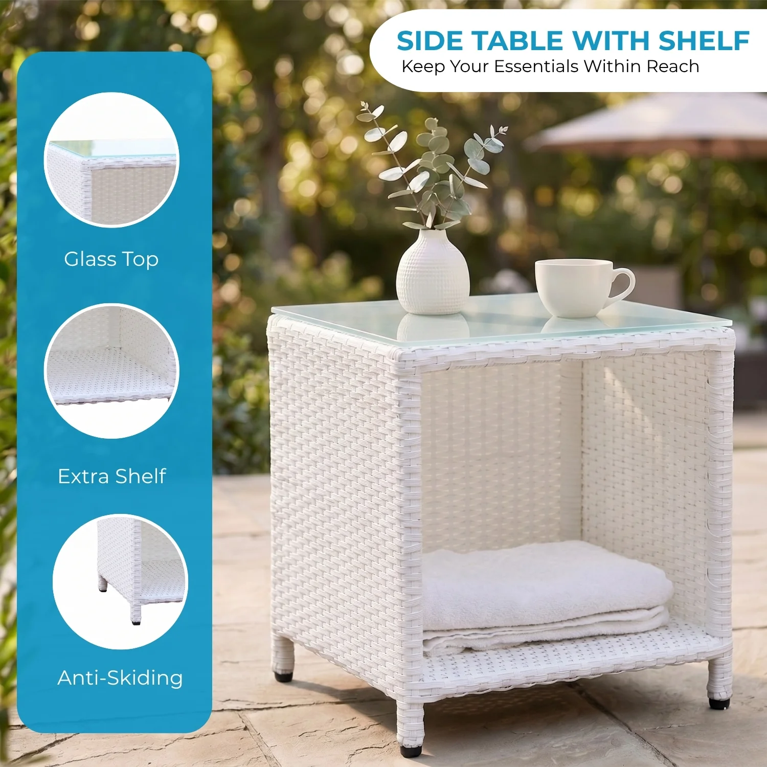 Outdoor 5 Piece Patio Wicker All Weather Sectional Furniture Set - Image 7
