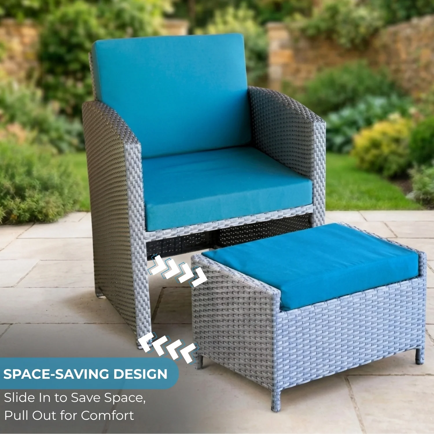 Outdoor 5 Piece Patio Wicker All Weather Sectional Furniture Set - Image 4