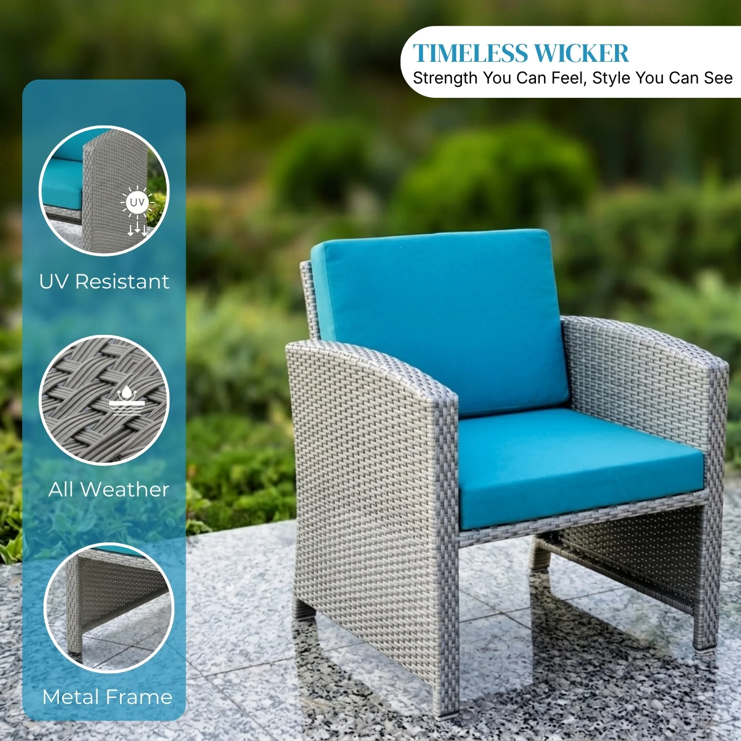 Outdoor 5 Piece Patio Wicker All Weather Sectional Furniture Set - Image 5