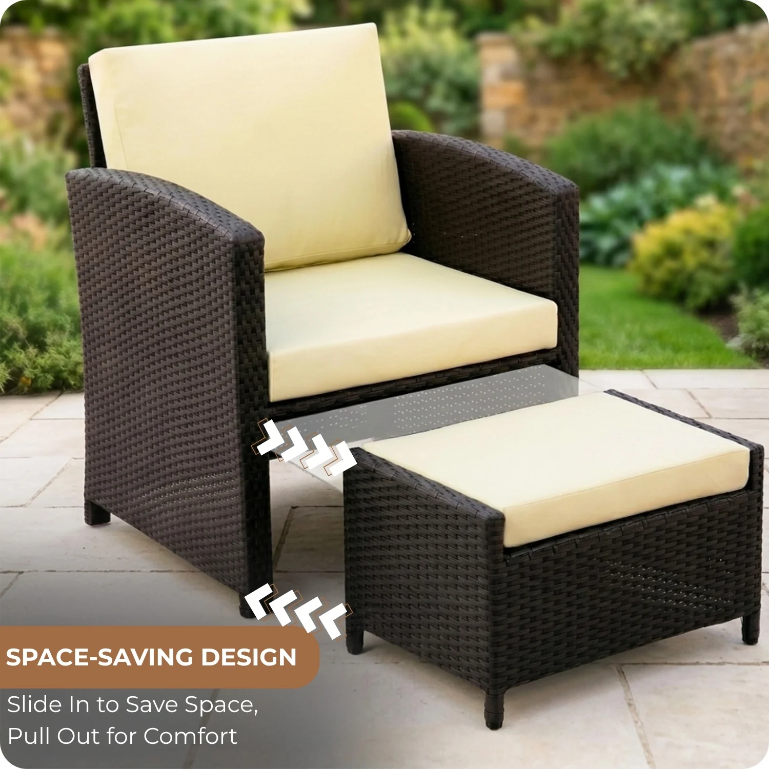 Outdoor 5 Piece Patio Wicker All Weather Sectional Furniture Set - Image 4
