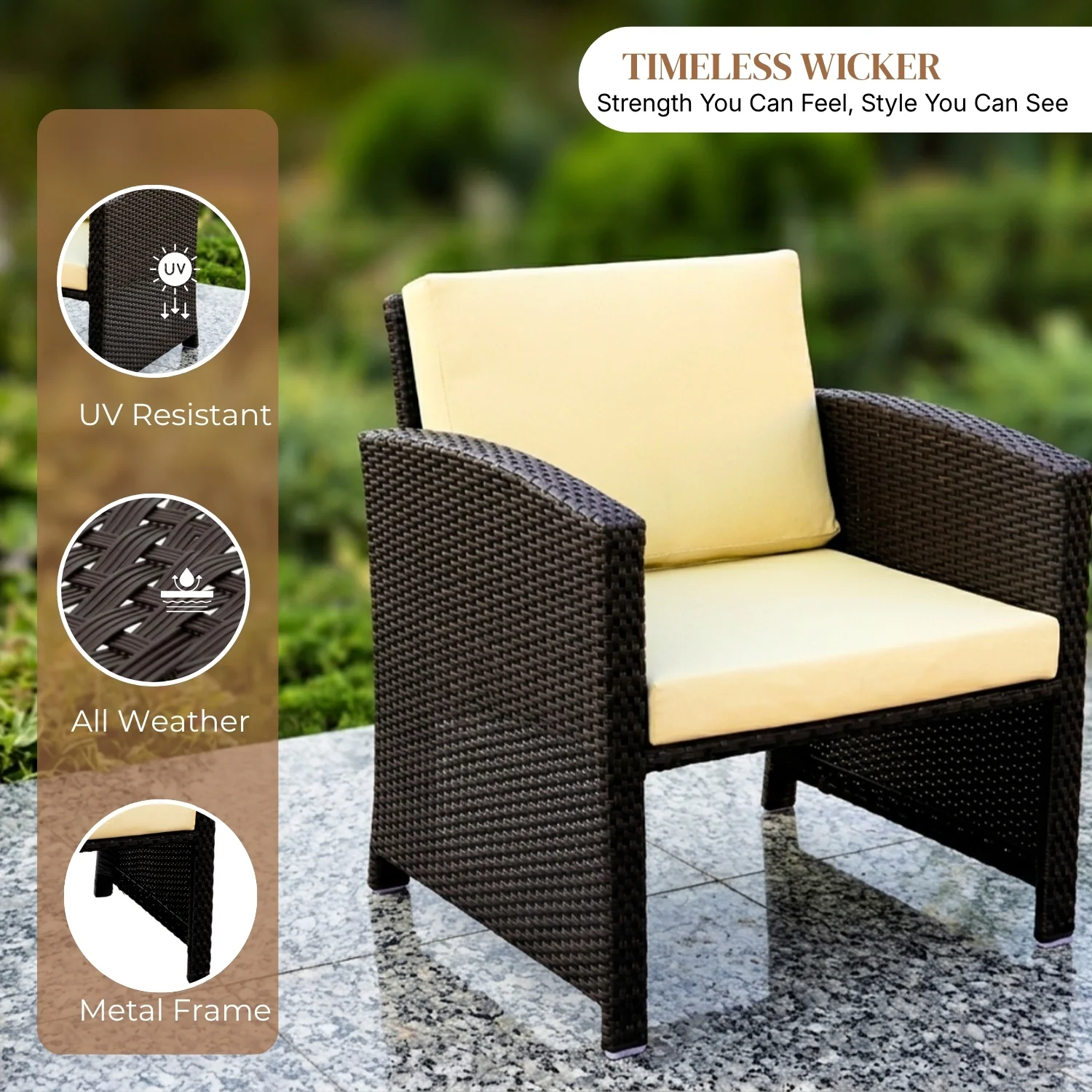 Outdoor 5 Piece Patio Wicker All Weather Sectional Furniture Set - Image 5