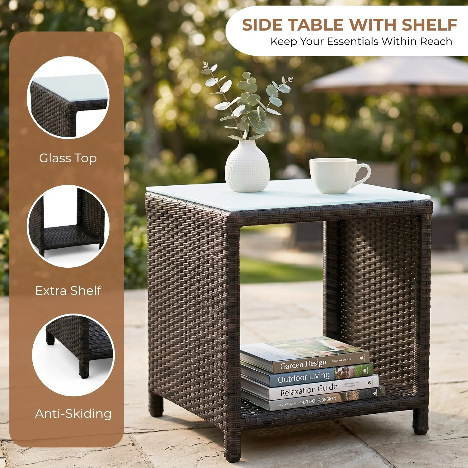 Outdoor 5 Piece Patio Wicker All Weather Sectional Furniture Set - Image 7