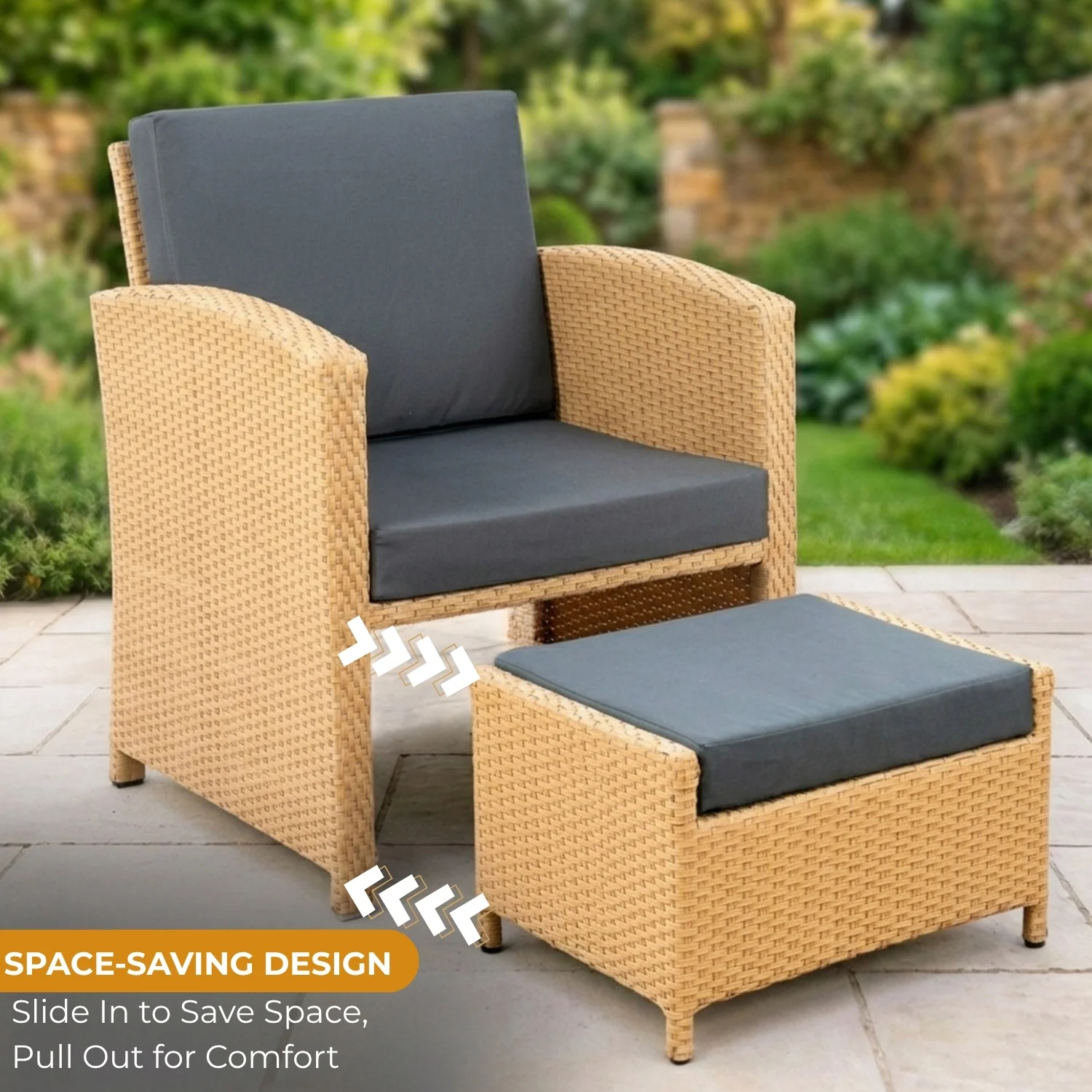 Outdoor 5 Piece Patio Wicker All Weather Sectional Furniture Set - Image 4