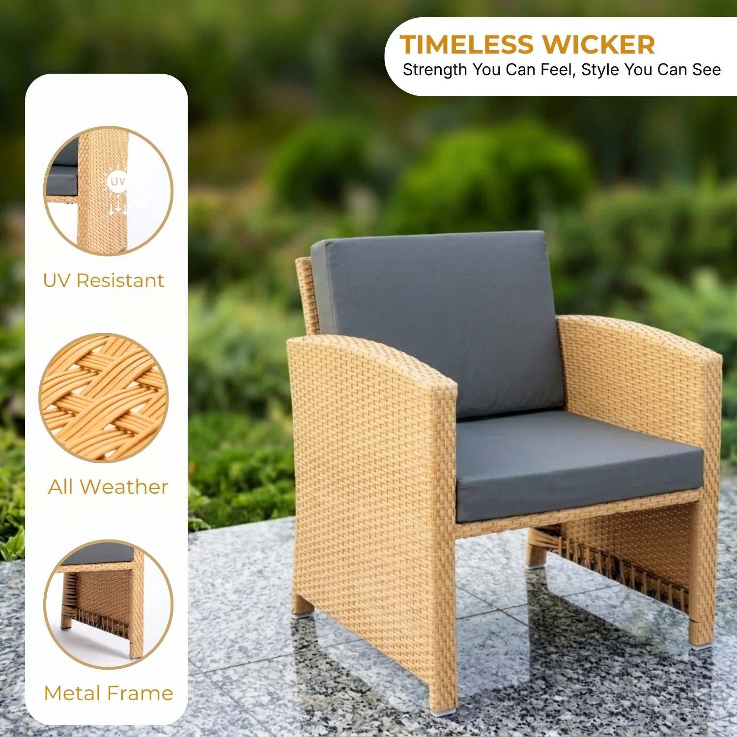 Outdoor 5 Piece Patio Wicker All Weather Sectional Furniture Set - Image 5