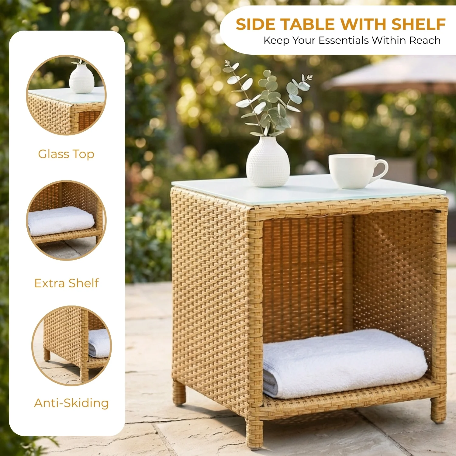 Outdoor 5 Piece Patio Wicker All Weather Sectional Furniture Set - Image 7