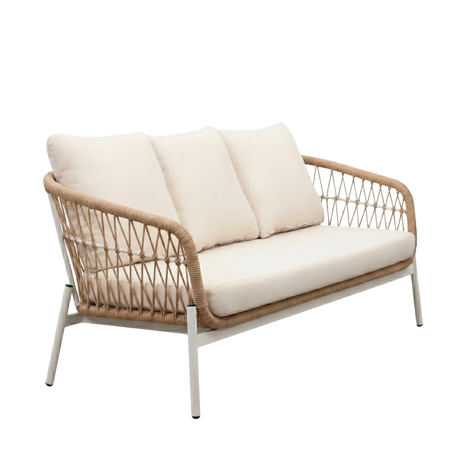 Outdoor 5 Seater Rope Conversation Sofa Set (Beige & Off-White) - Image 9