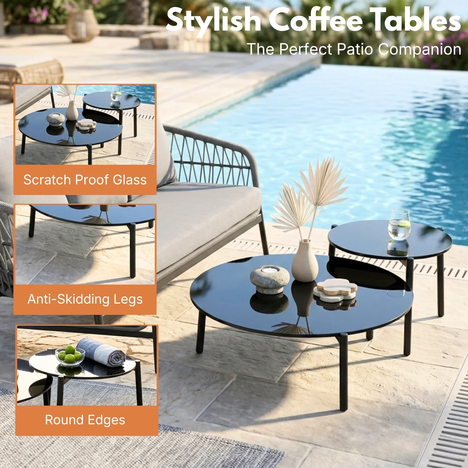 Outdoor 5 Seater Rope Conversation Sofa Set (Grey) - Image 6