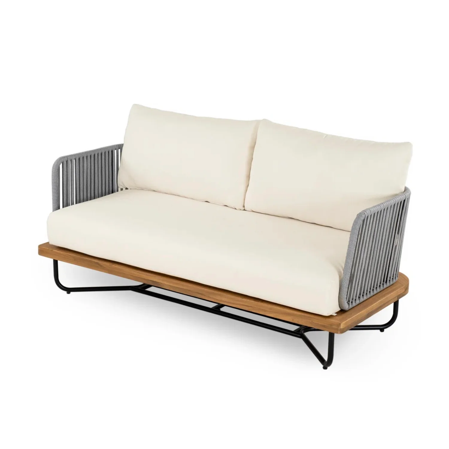 Outdoor 6-Piece Rope Woven Conversation Sofa Set with Wooden Top Table - Image 18