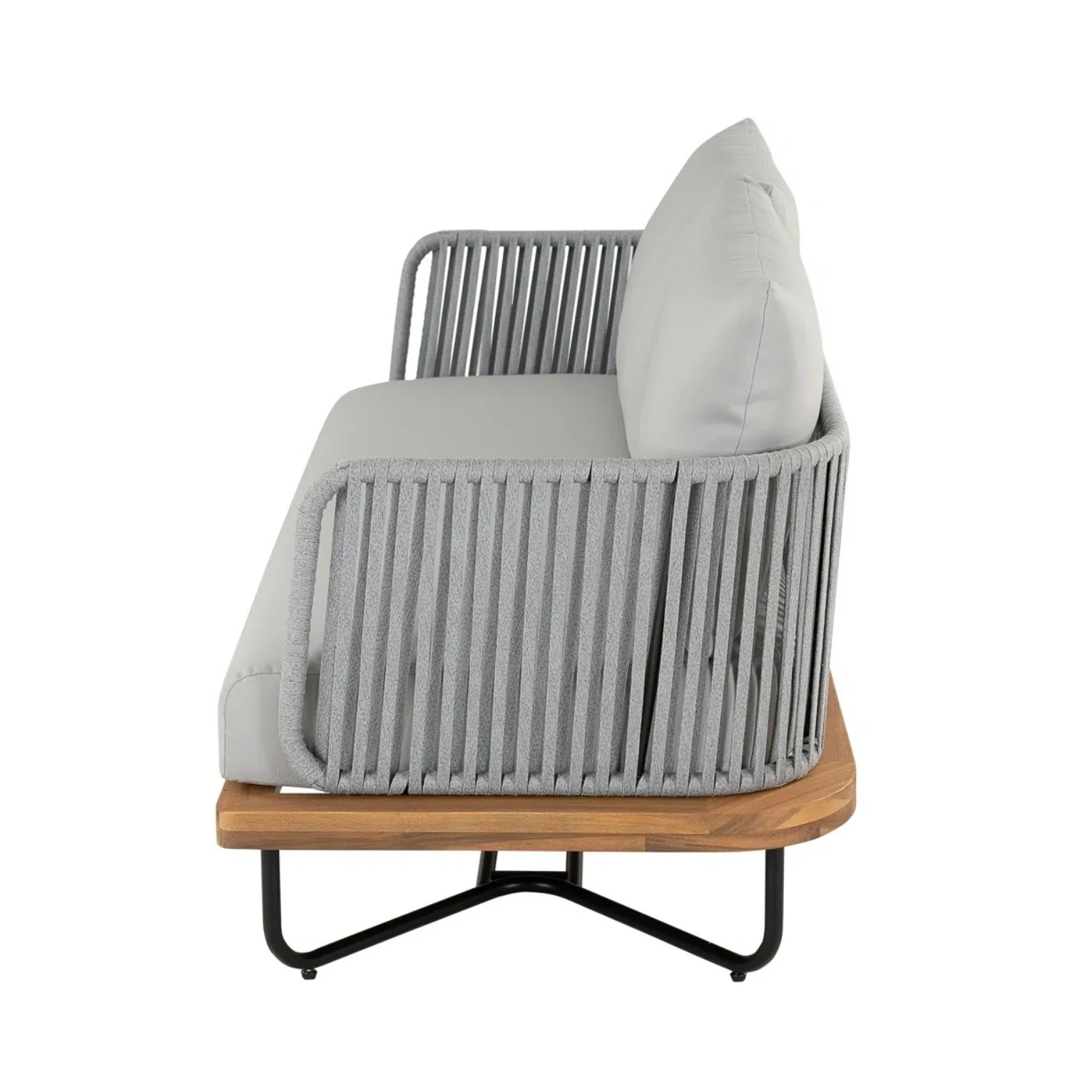 Outdoor 6-Piece Rope Woven Conversation Sofa Set with Wooden Top Table - Image 11