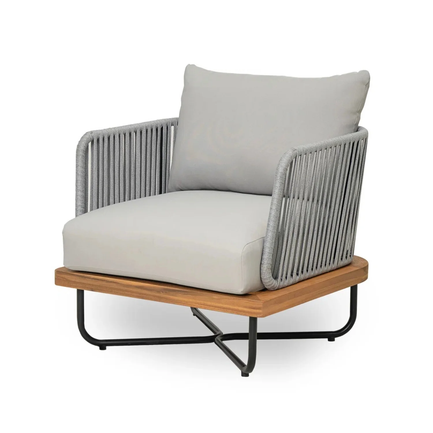 Outdoor 6-Piece Rope Woven Conversation Sofa Set with Wooden Top Table - Image 4
