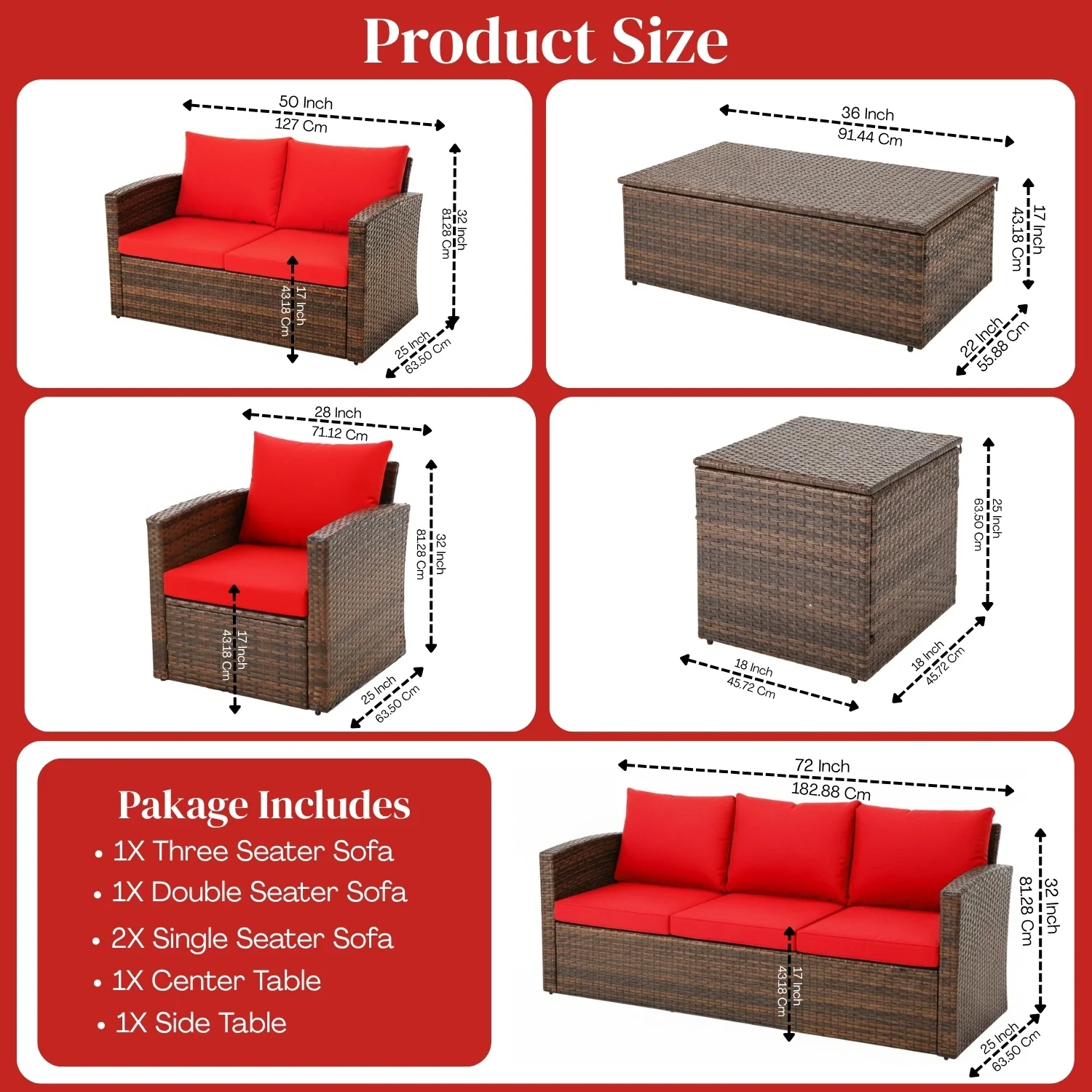 Outdoor 7-Seater Wicker Sectional Sofa Set - Image 3