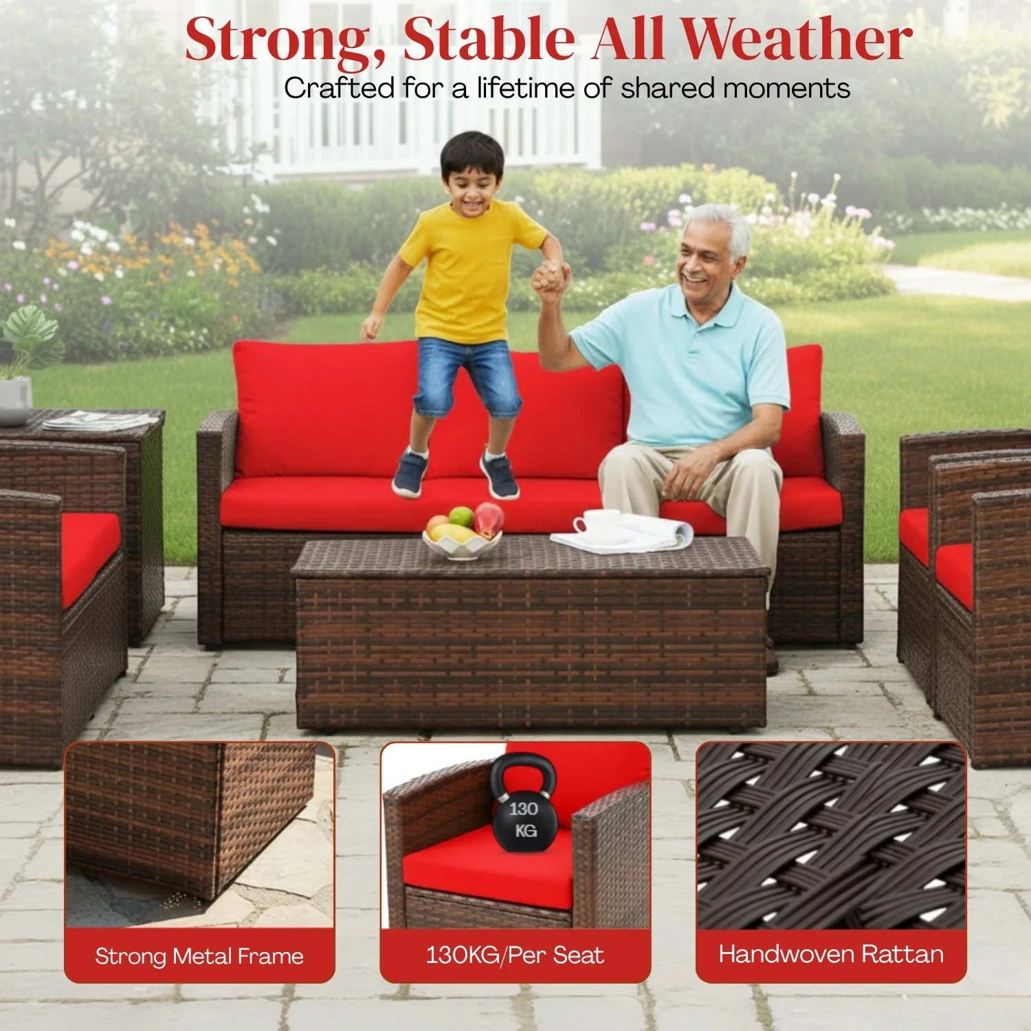 Outdoor 7-Seater Wicker Sectional Sofa Set - Image 6
