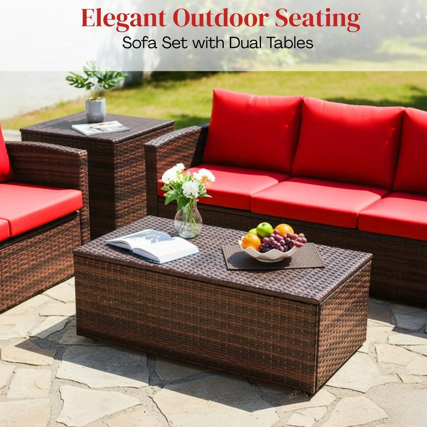 Outdoor 7-Seater Wicker Sectional Sofa Set - Image 7