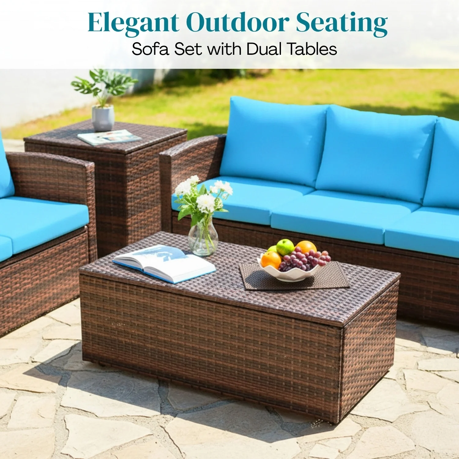 Outdoor 7-Seater Wicker Sectional Sofa Set - Image 7