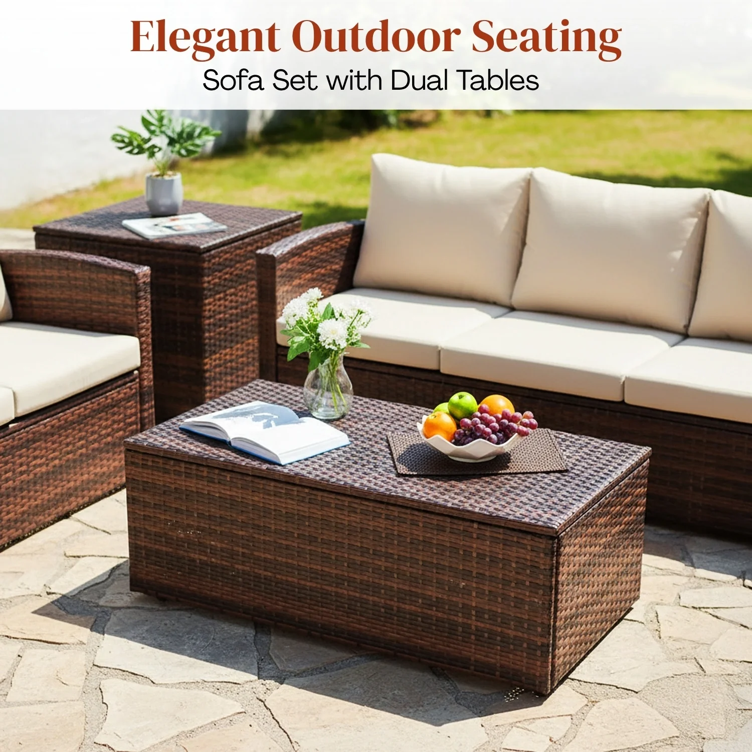 Outdoor 7-Seater Wicker Sectional Sofa Set - Image 7