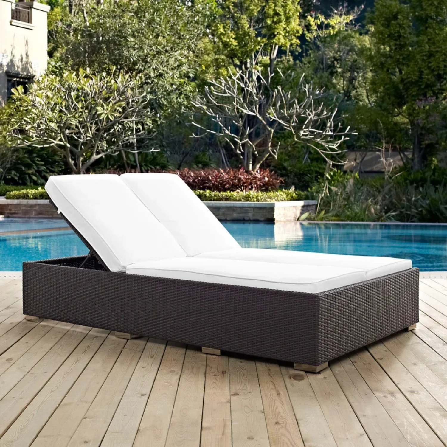 Outdoor All-Weather Rattan Wicker Chaise Lounge Chair Set of 2