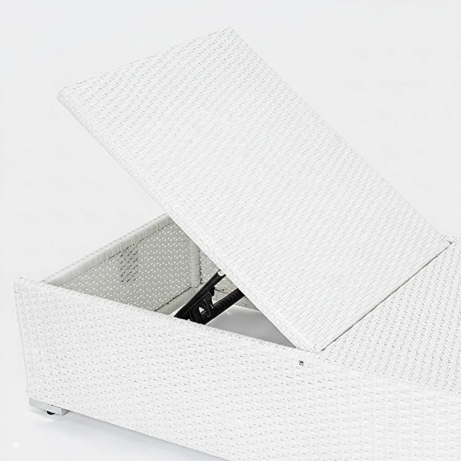 Outdoor All-Weather Rattan Wicker Lounger (White & Red) - Image 4