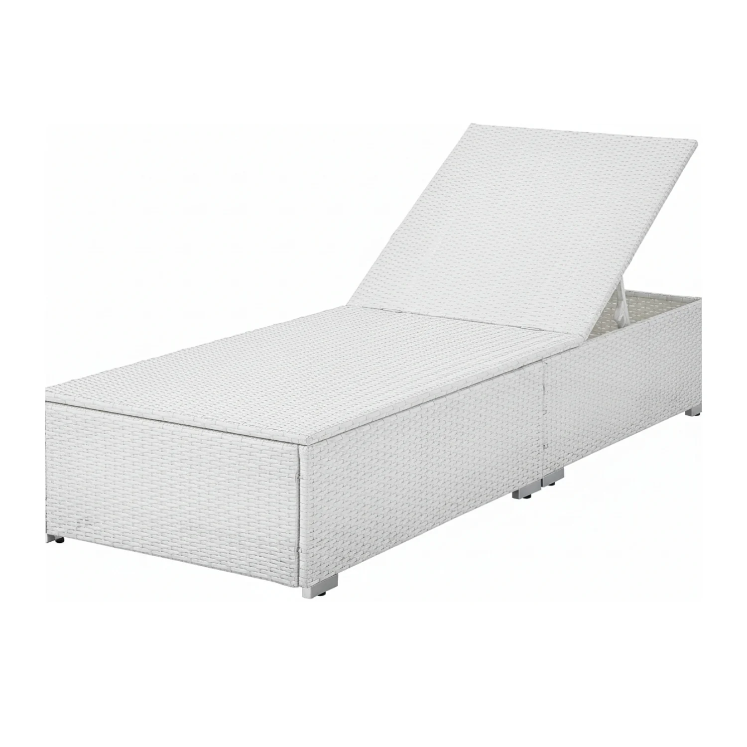 Outdoor All-Weather Rattan Wicker Lounger (White & Red) - Image 9