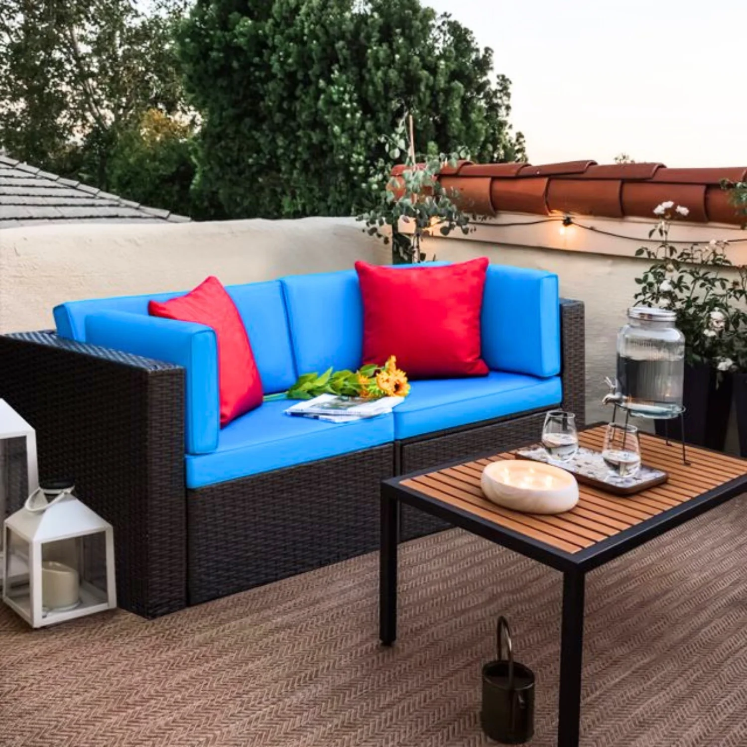 Outdoor All-Weather Rattan Wicker Double Seater Sofa