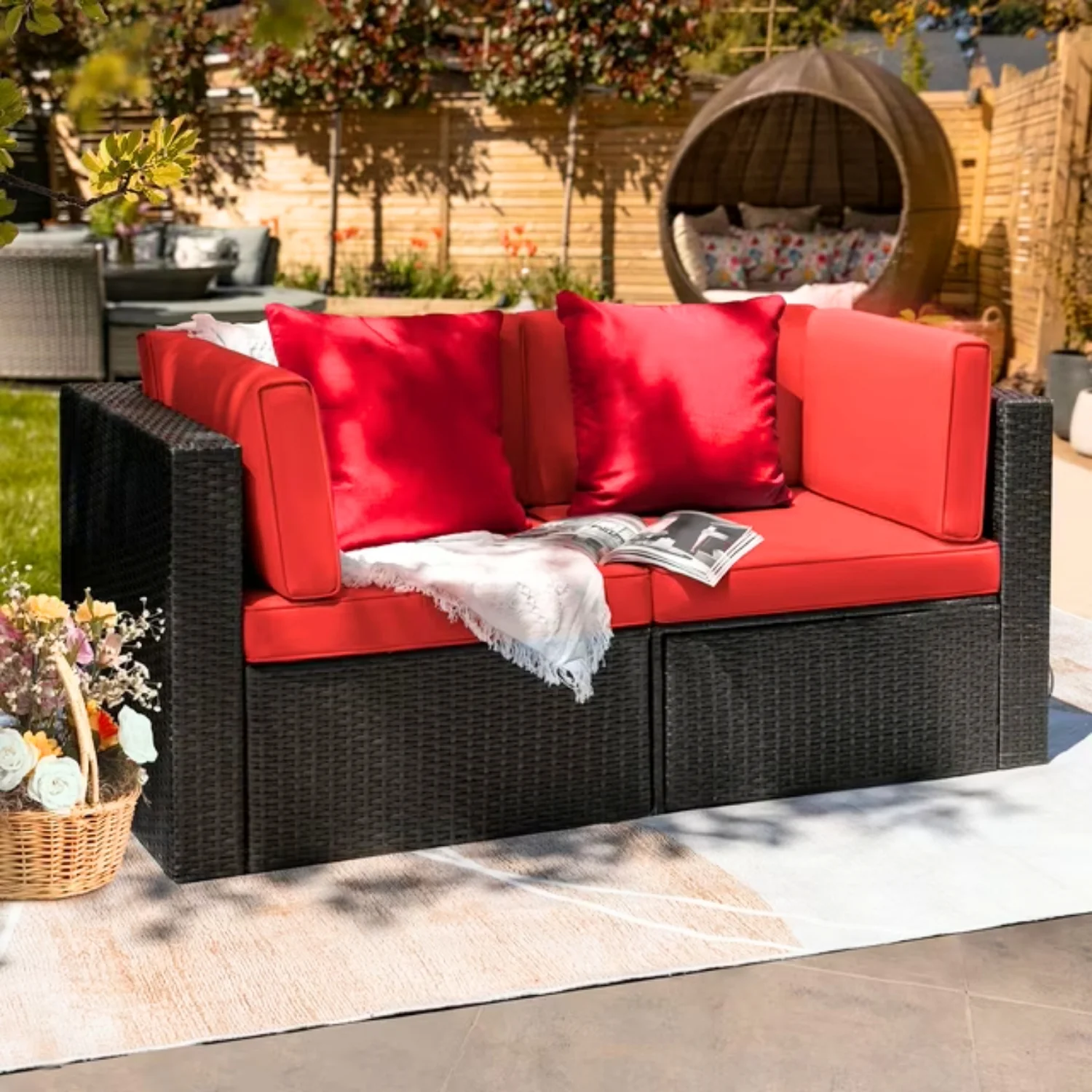 Outdoor All-Weather Rattan Wicker Double Seater Sofa