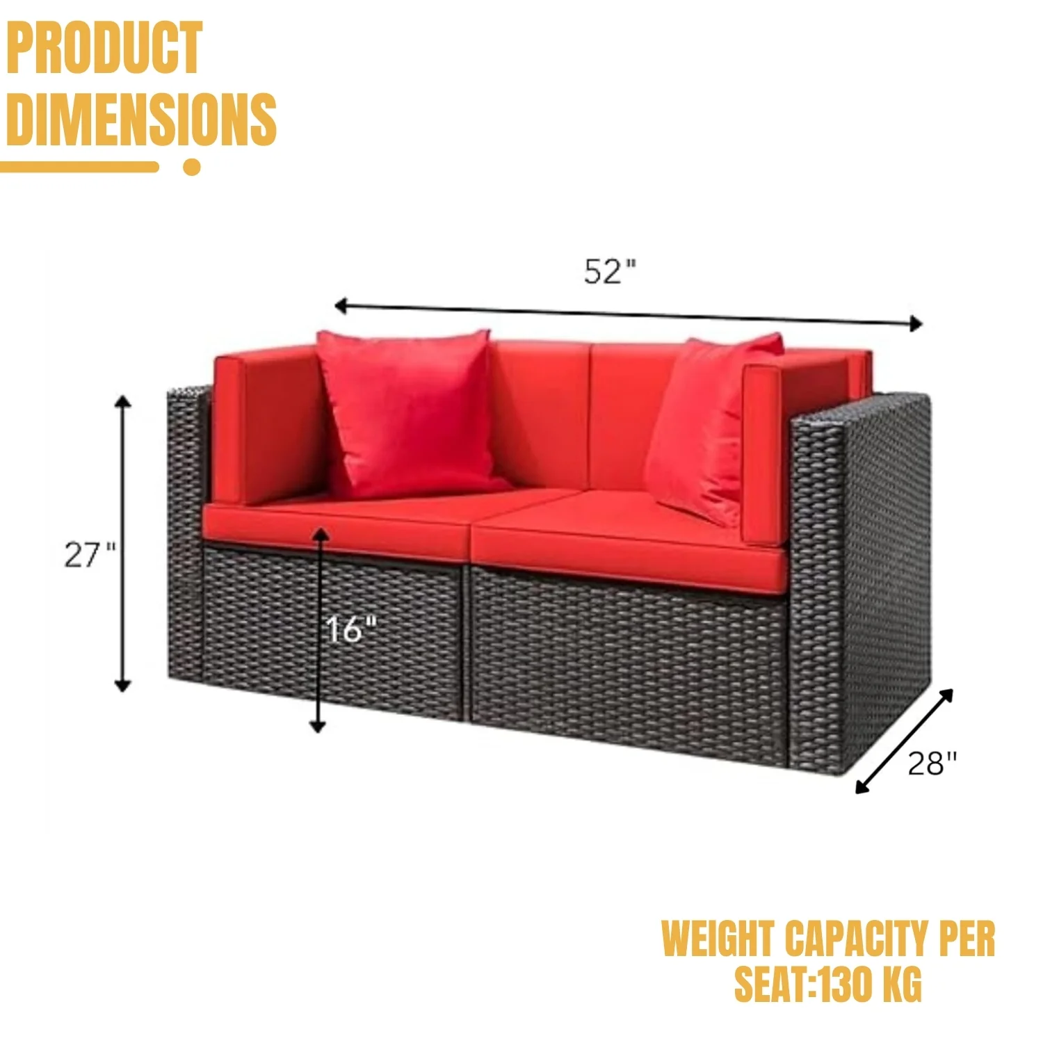 Outdoor All-Weather Rattan Wicker Double Seater Sofa - Image 2
