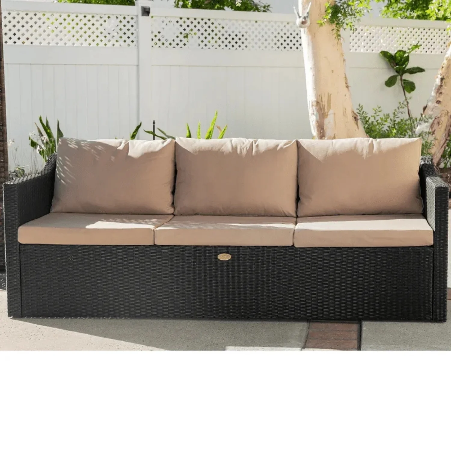 Outdoor All-Weather Rattan Wicker Three Seater Sofa - Image 8