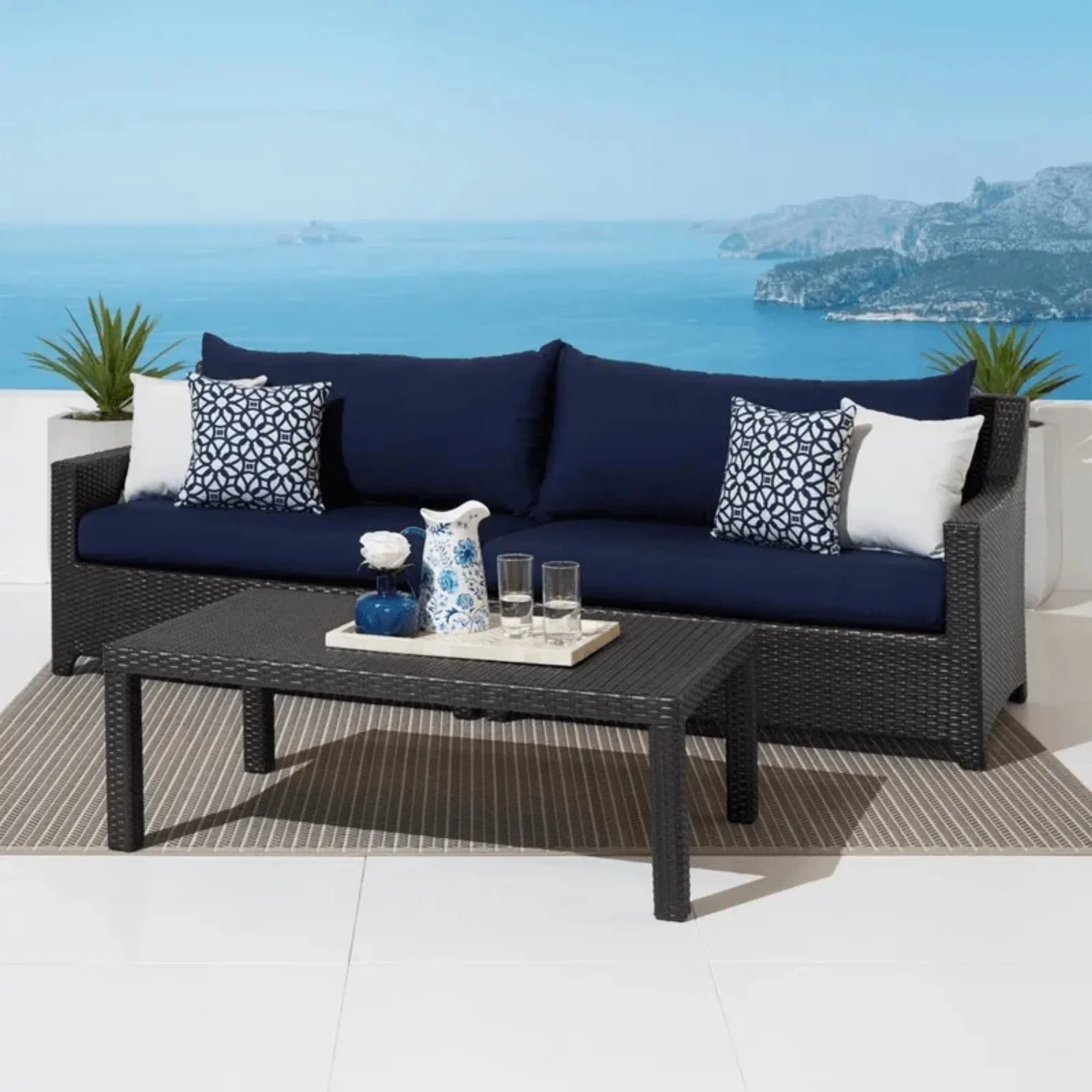 Outdoor All-Weather Rattan Wicker Three Seater Sofa