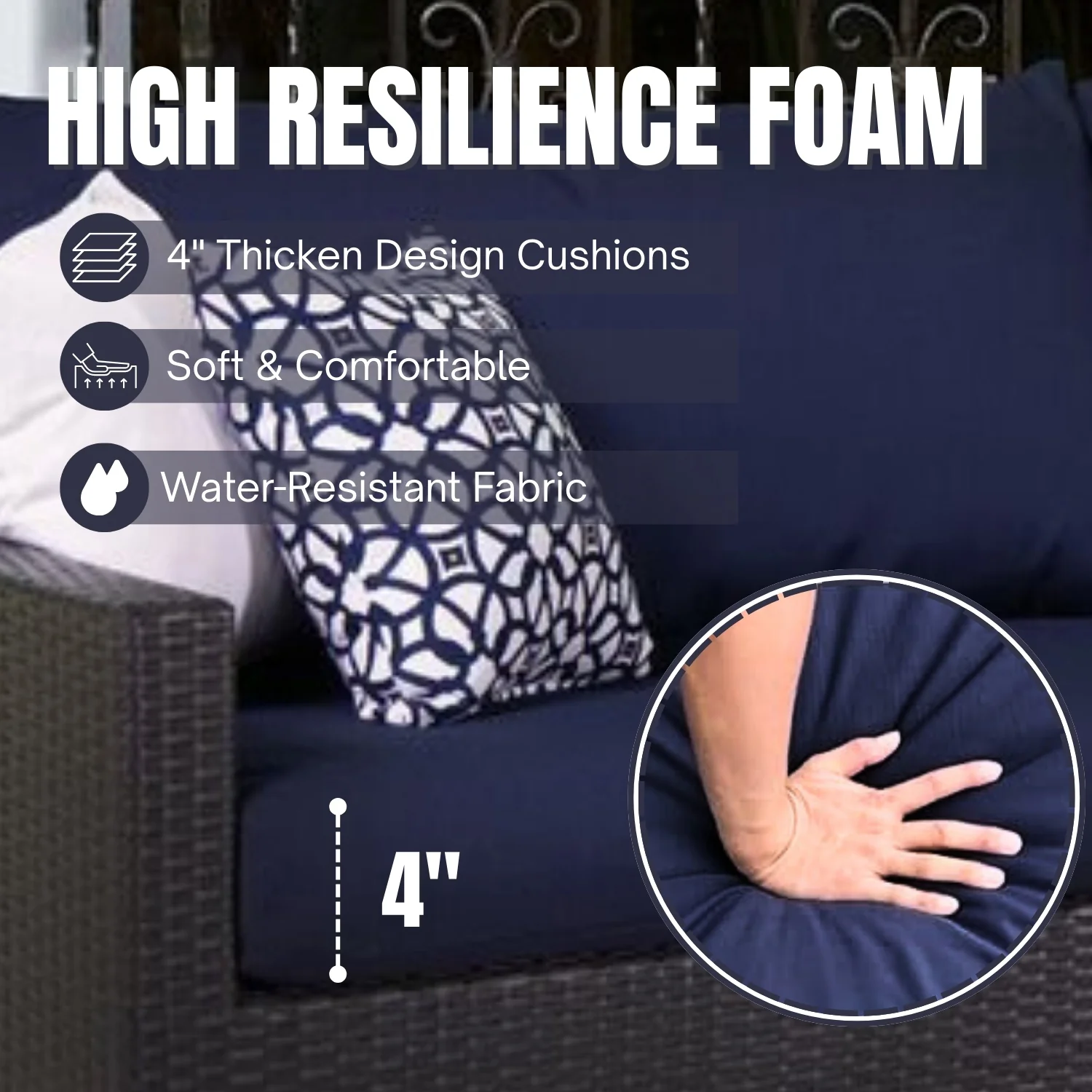Outdoor All-Weather Rattan Wicker Three Seater Sofa - Image 6