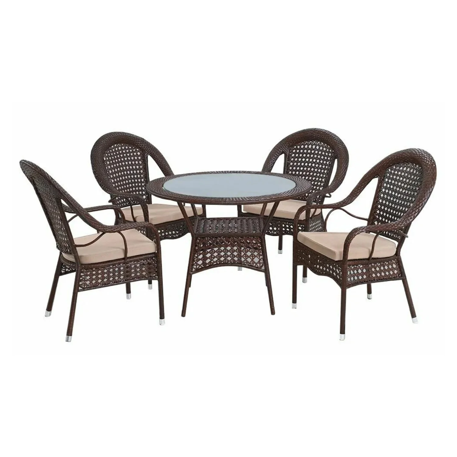 Outdoor All-Weather Resistant Rattan Wicker 5-Piece Dining Set - Image 4