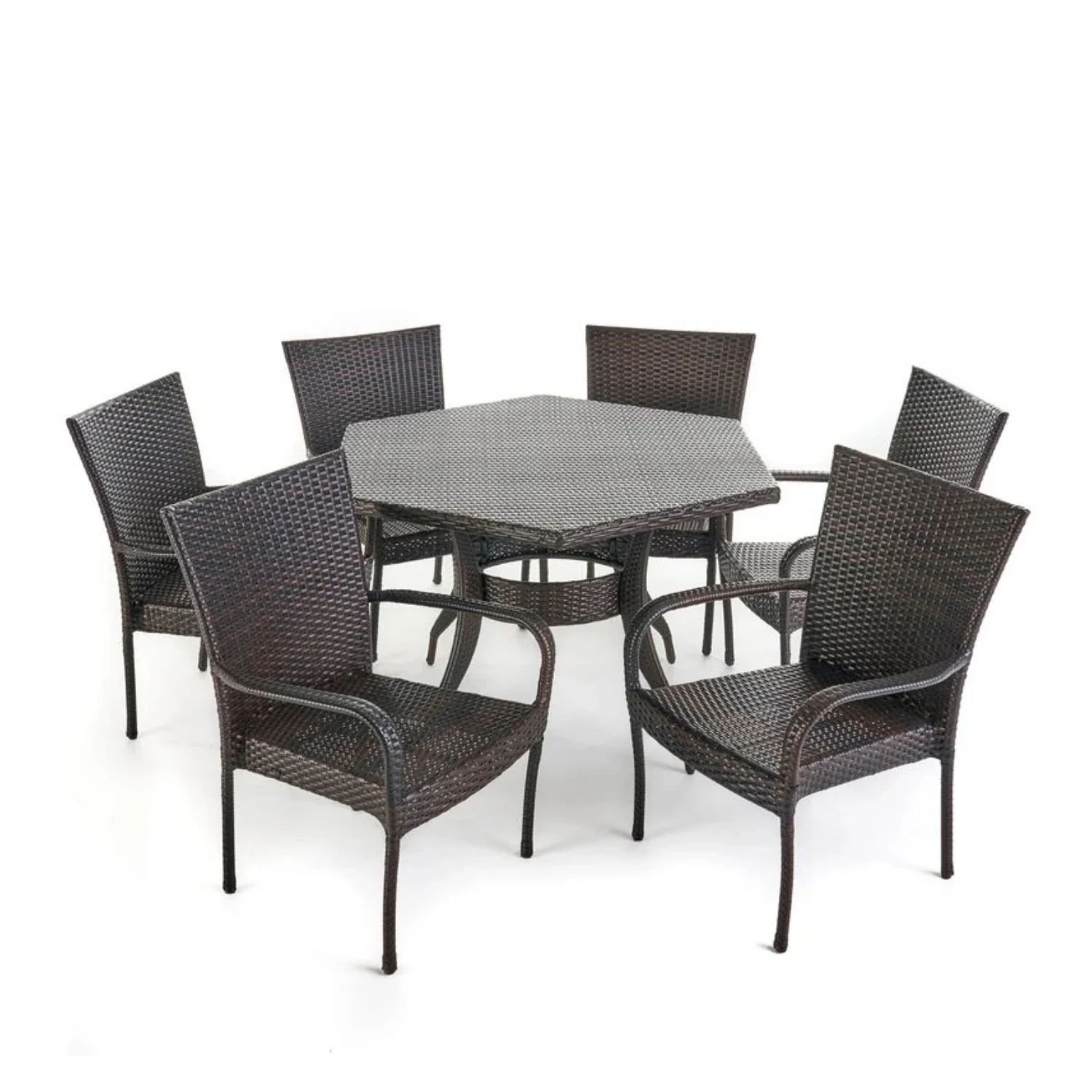 Outdoor All-Weather Resistant Rattan Wicker 7-Piece Dining Set - Image 3