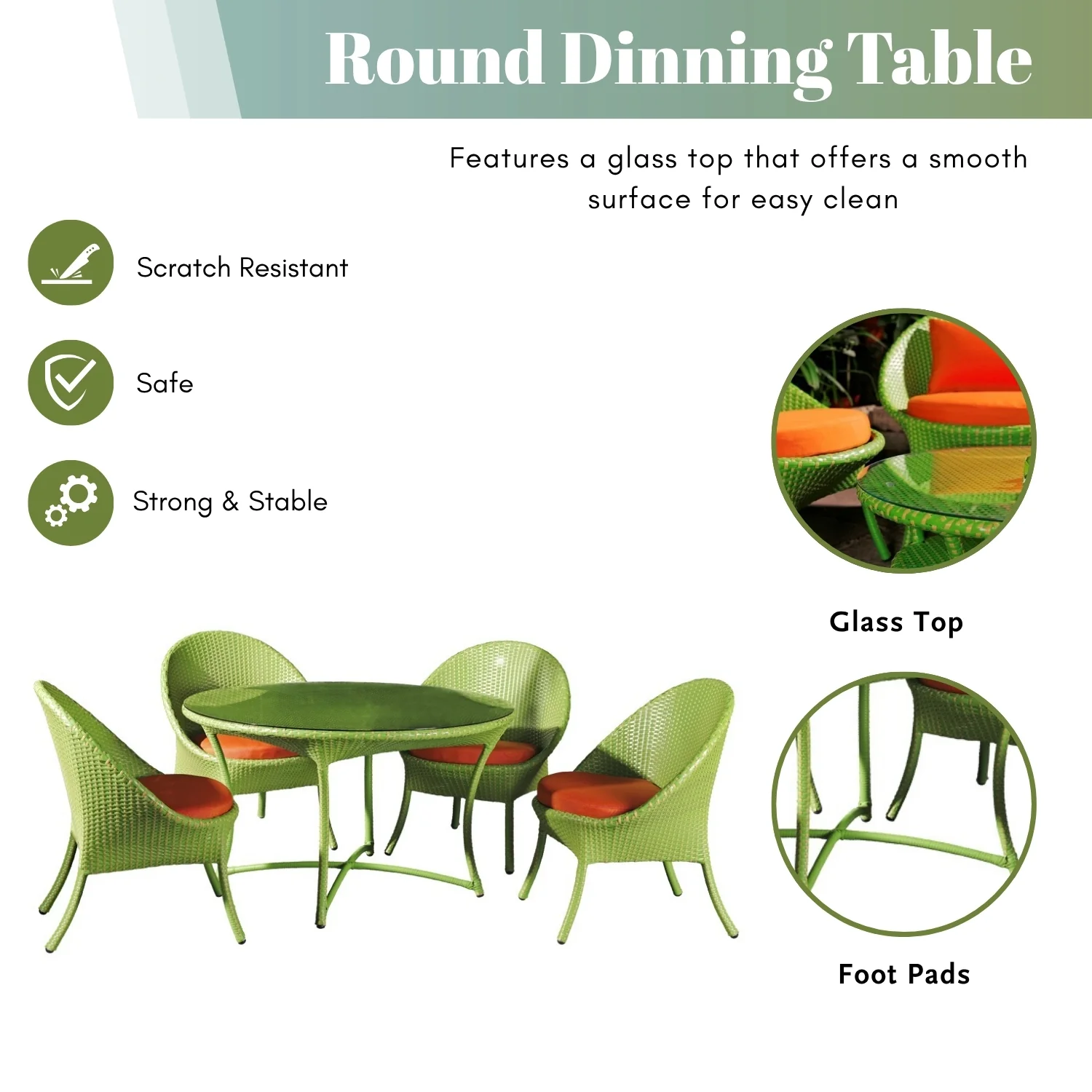 Outdoor All-Weather Resistant Rattan Wicker 5-Piece Dining Set - Image 7