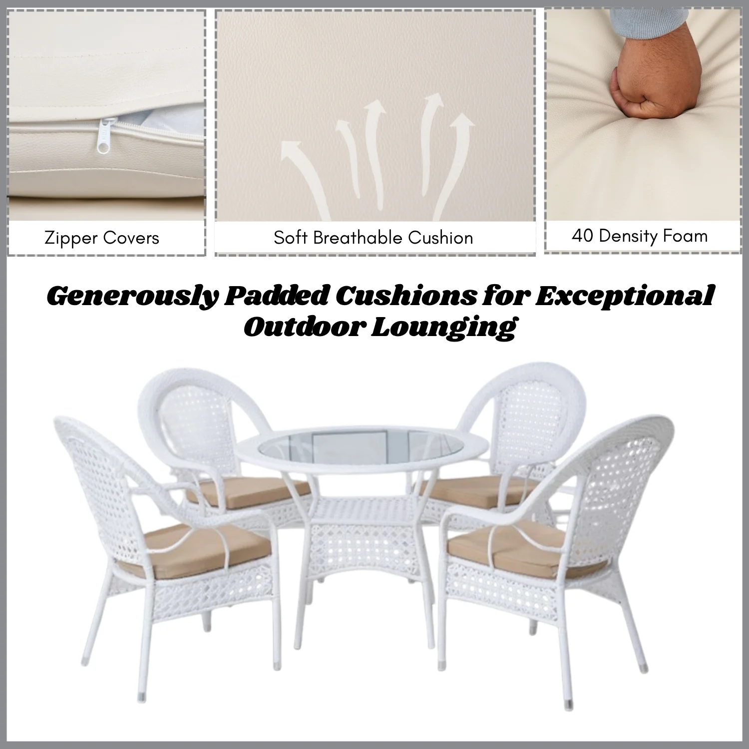 Outdoor All-Weather Resistant Rattan Wicker 5-Piece Dining Set - Image 6